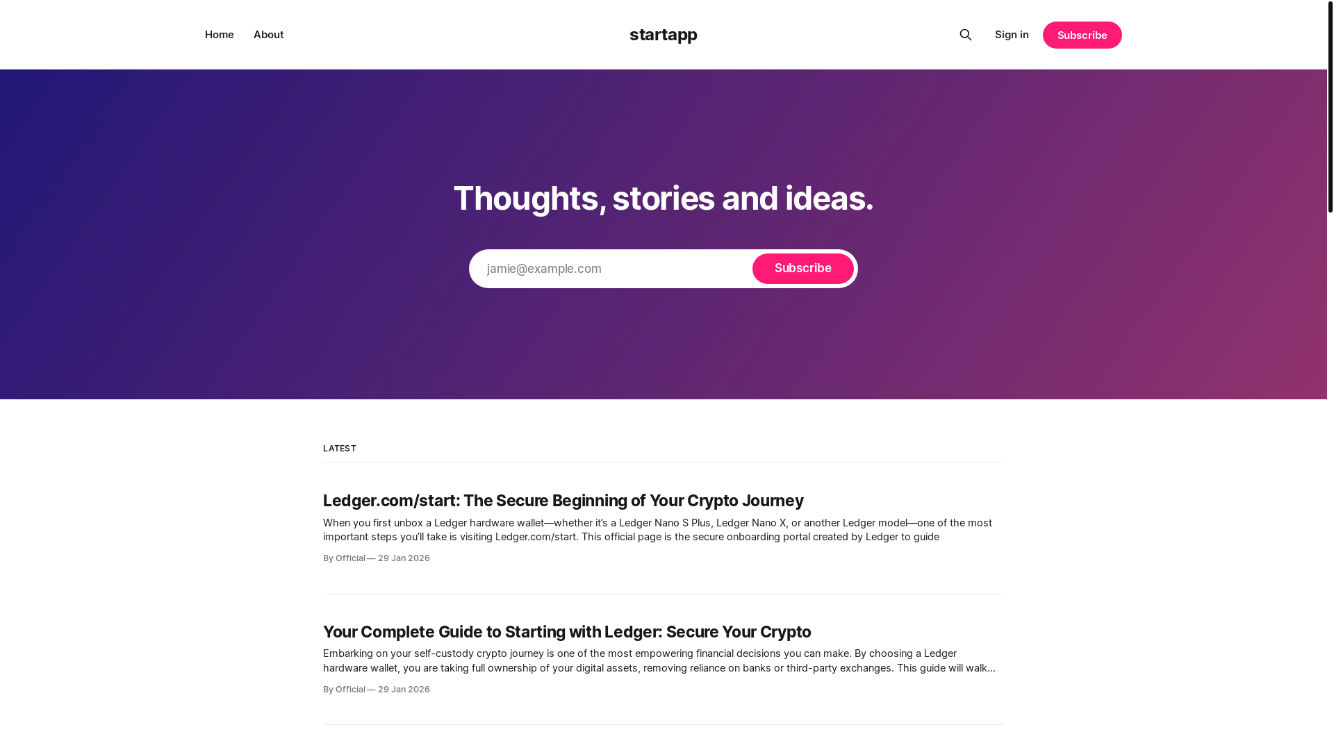 website screenshot of https://started.ghost.io/