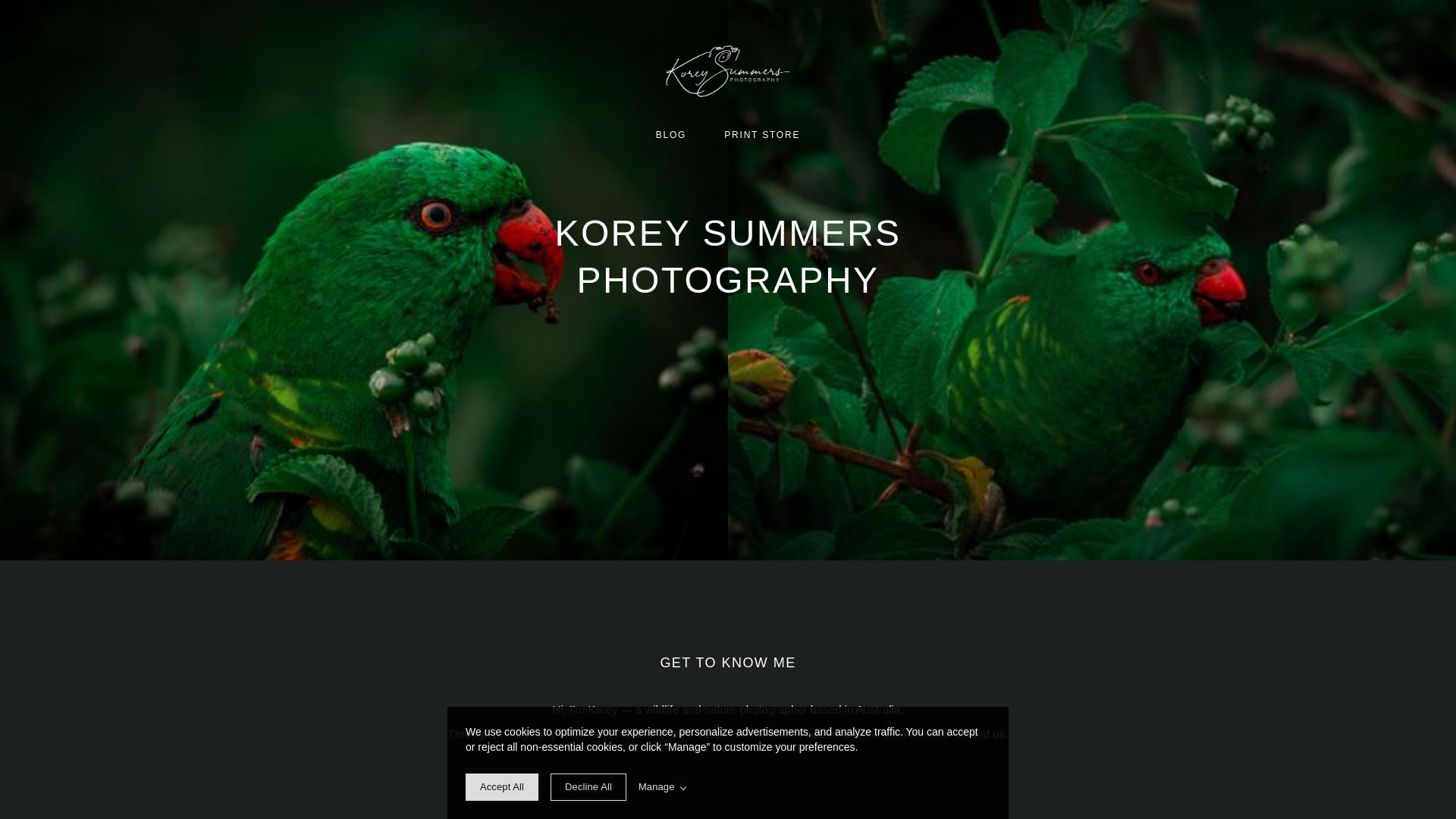 website screenshot of https://koreysummersphotography.com.au/