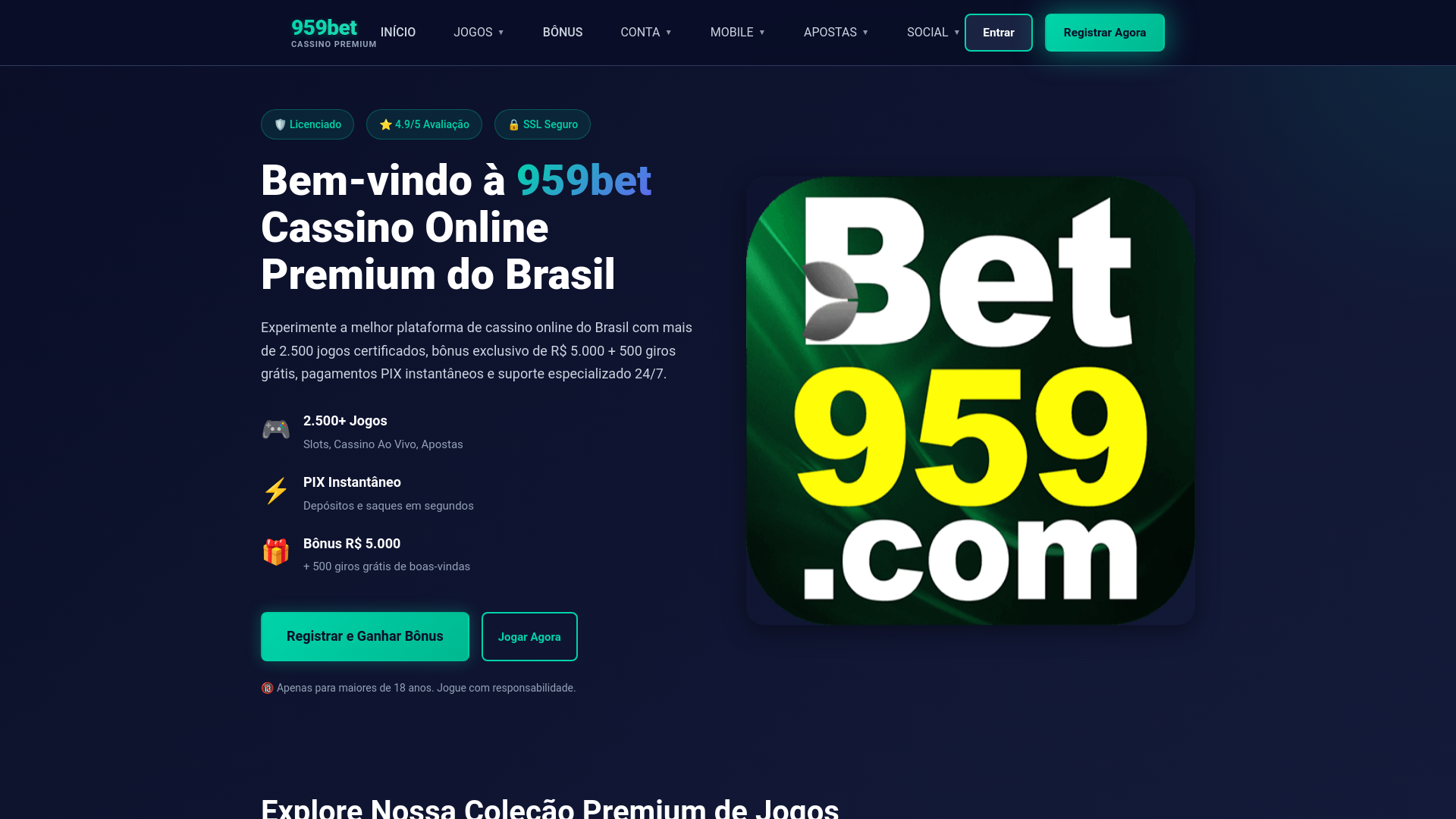 website screenshot of https://959bet82.com