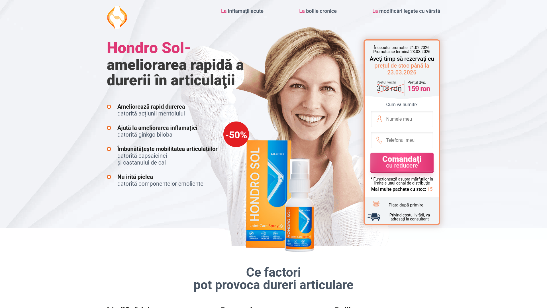 website screenshot of https://comandatihondrosol.shop/