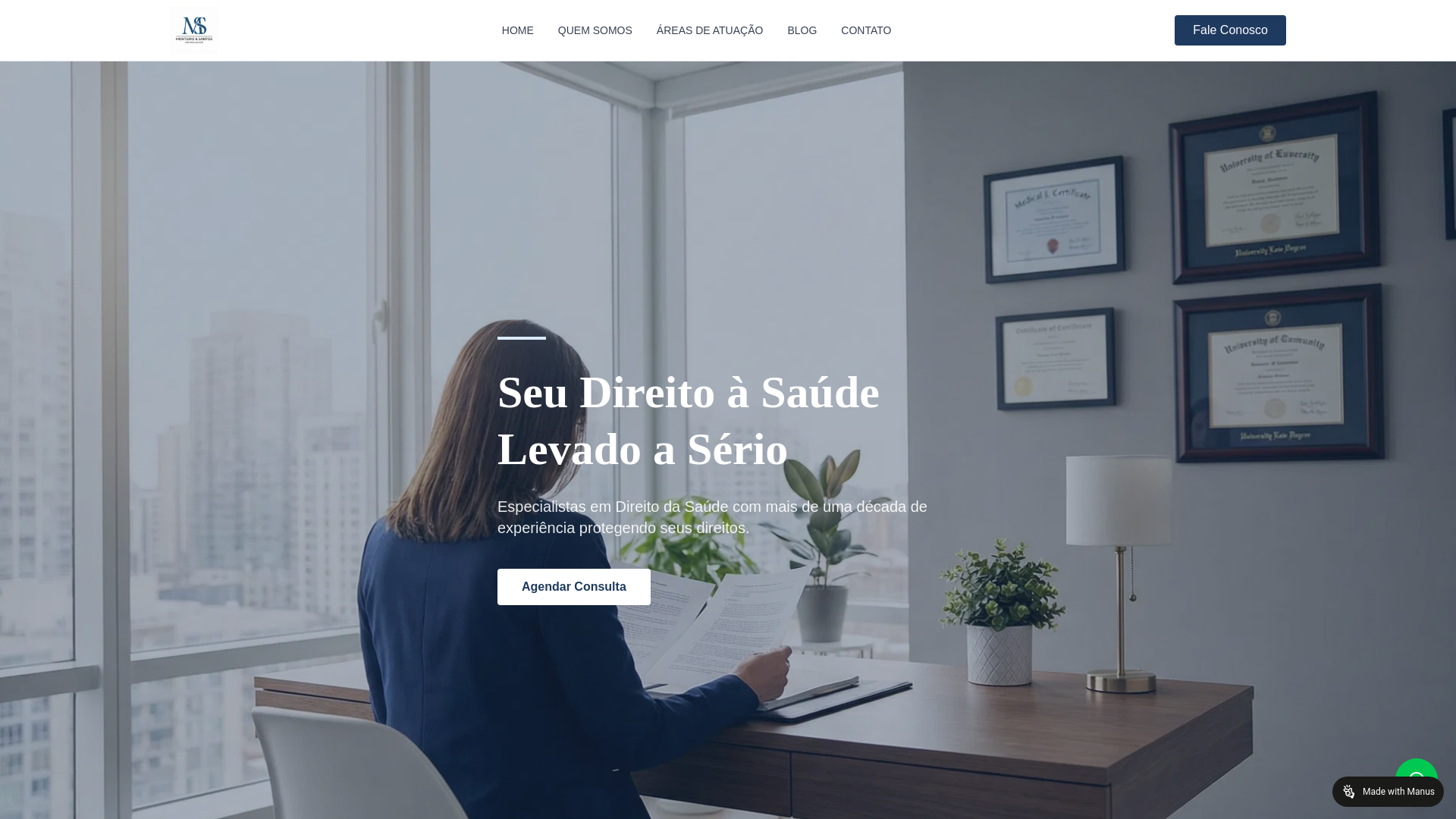 website screenshot of https://monteiroesantosadv.com/