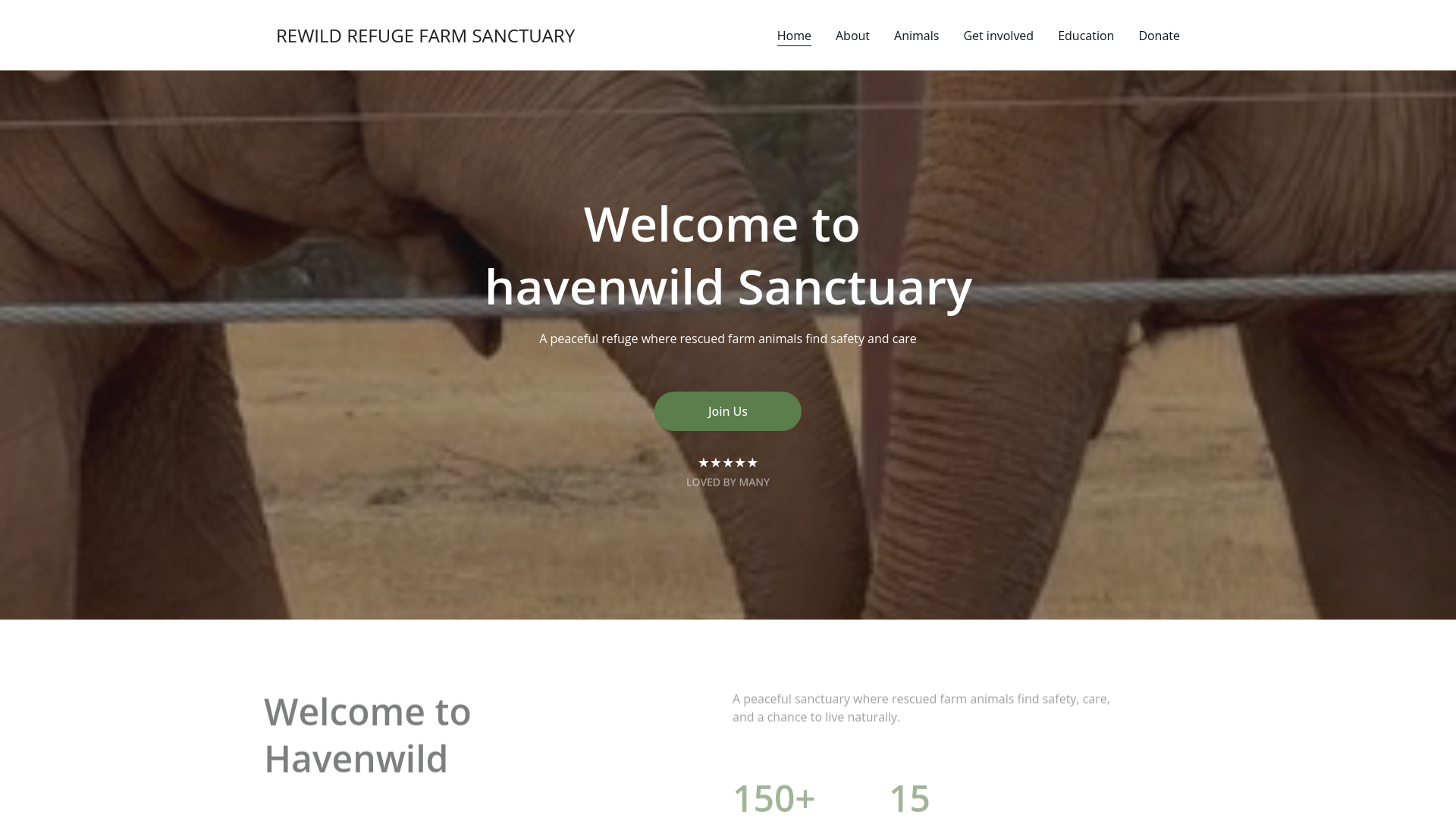 website screenshot of https://rewildrefugefarmsanctuary.site/