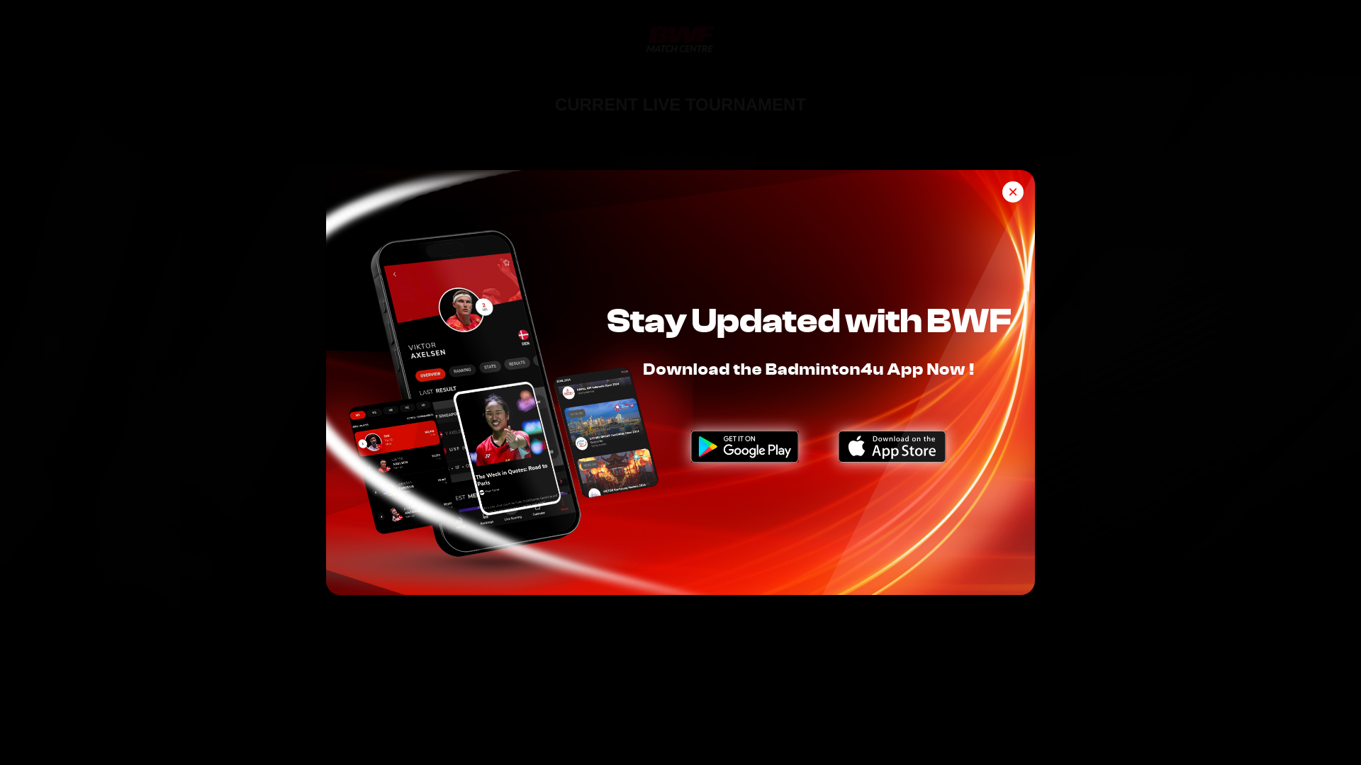 website screenshot of https://match-centre.bwfbadminton.com