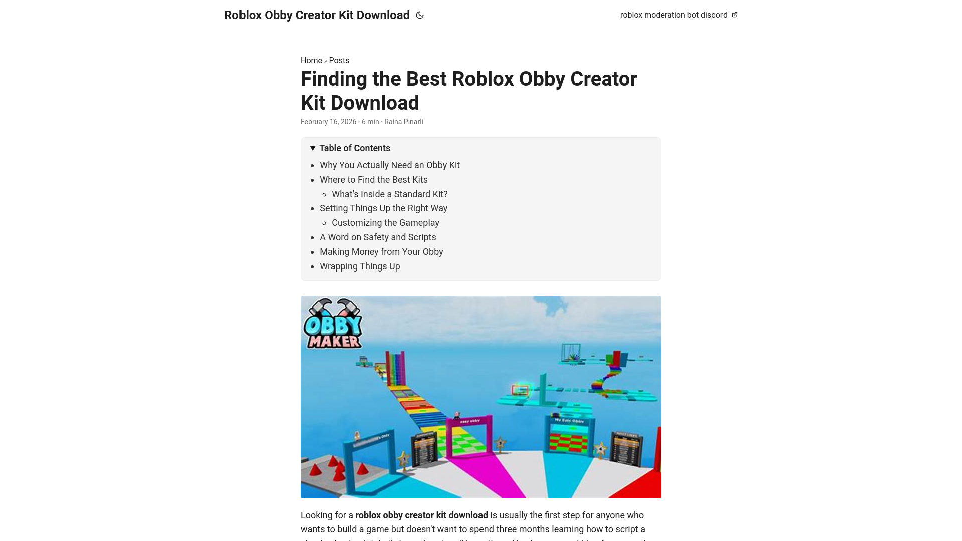 website screenshot of https://roblox-obby-creator-kit-download.pages.dev/