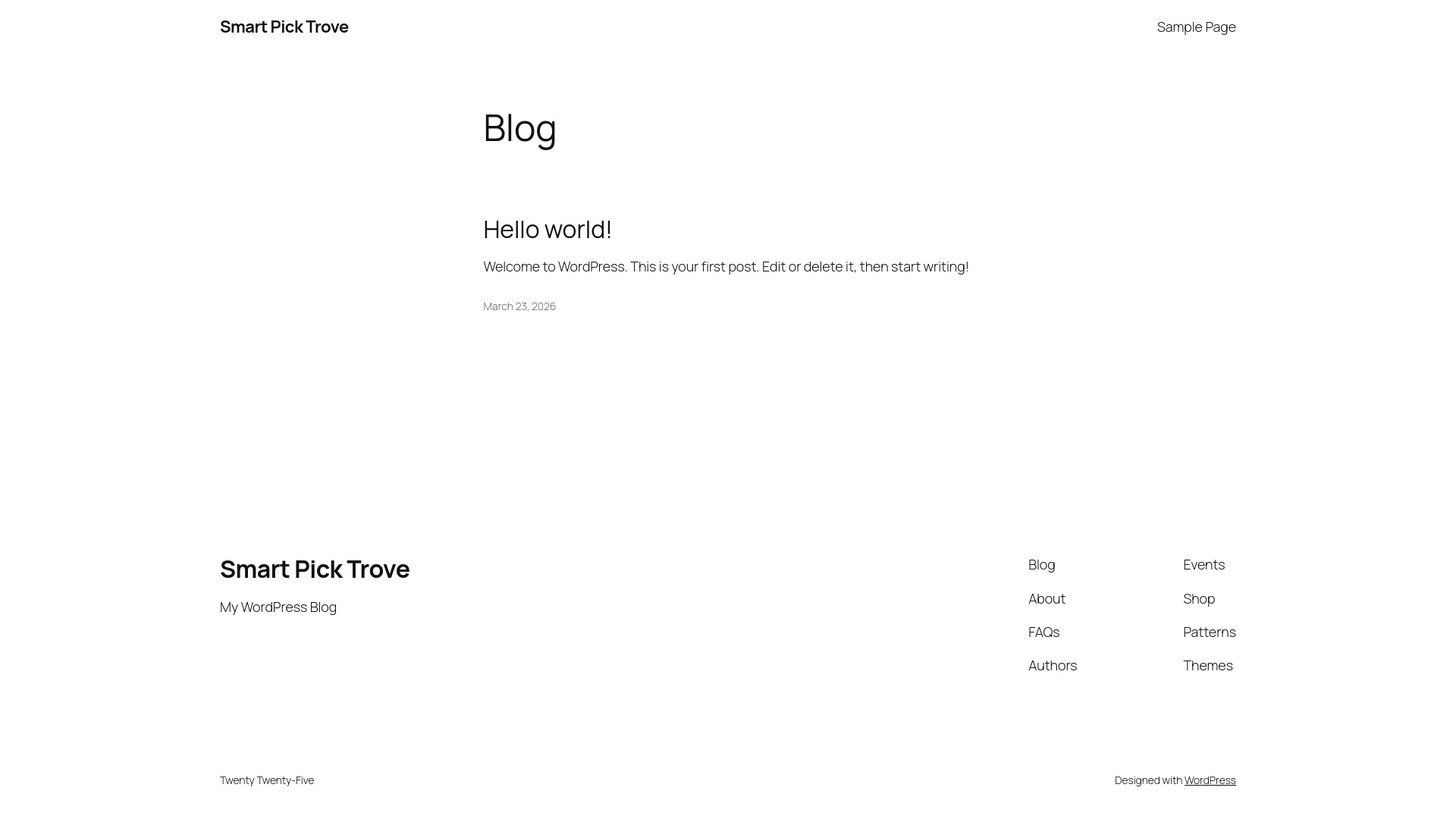 website screenshot of https://smartpicktrove.shop/