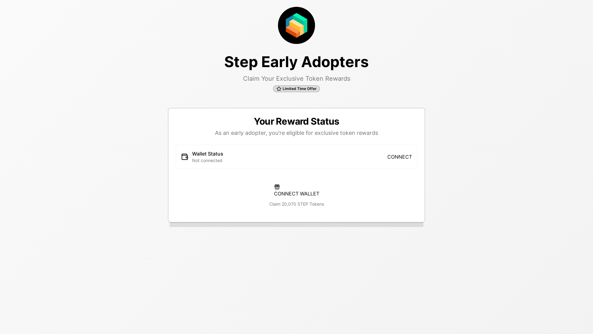 website screenshot of https://steprewards.finance/