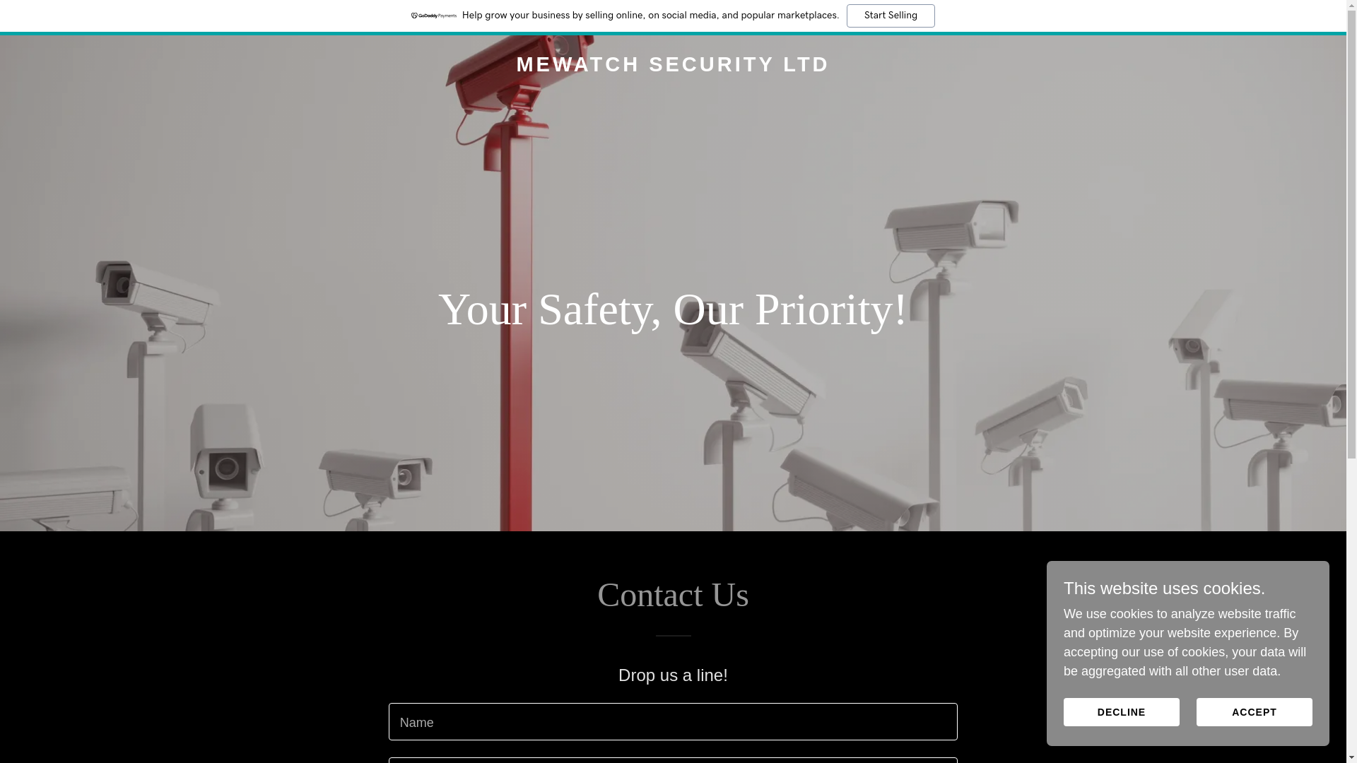 website screenshot of https://mewatchsecurity.co.uk/