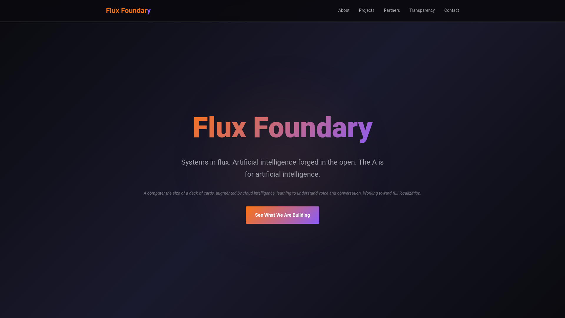 website screenshot of https://fluxfoundary.us/