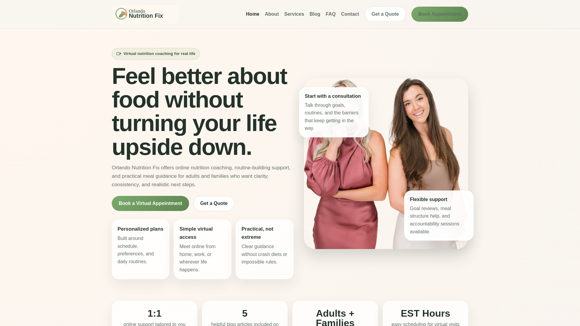 website screenshot of https://orlandonutritionfix.site