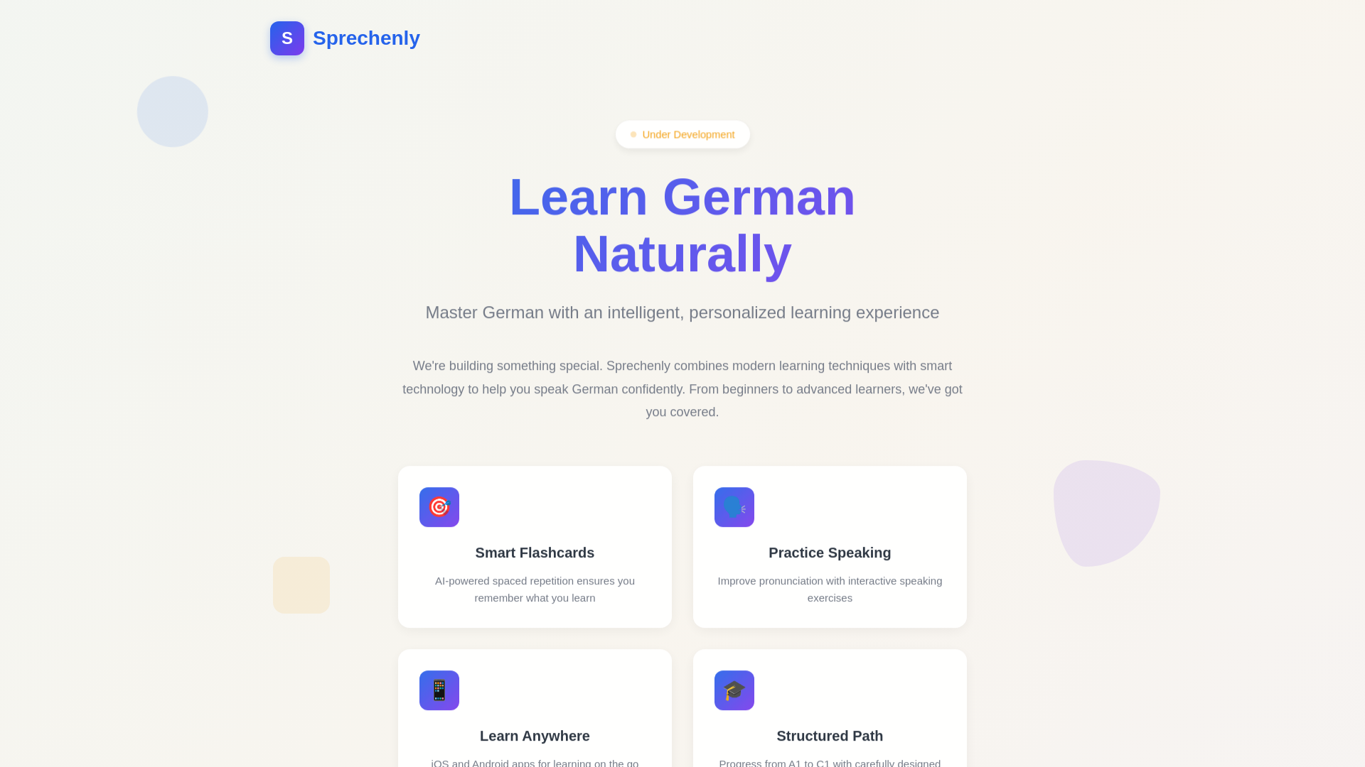 website screenshot of https://sprechenly.com/