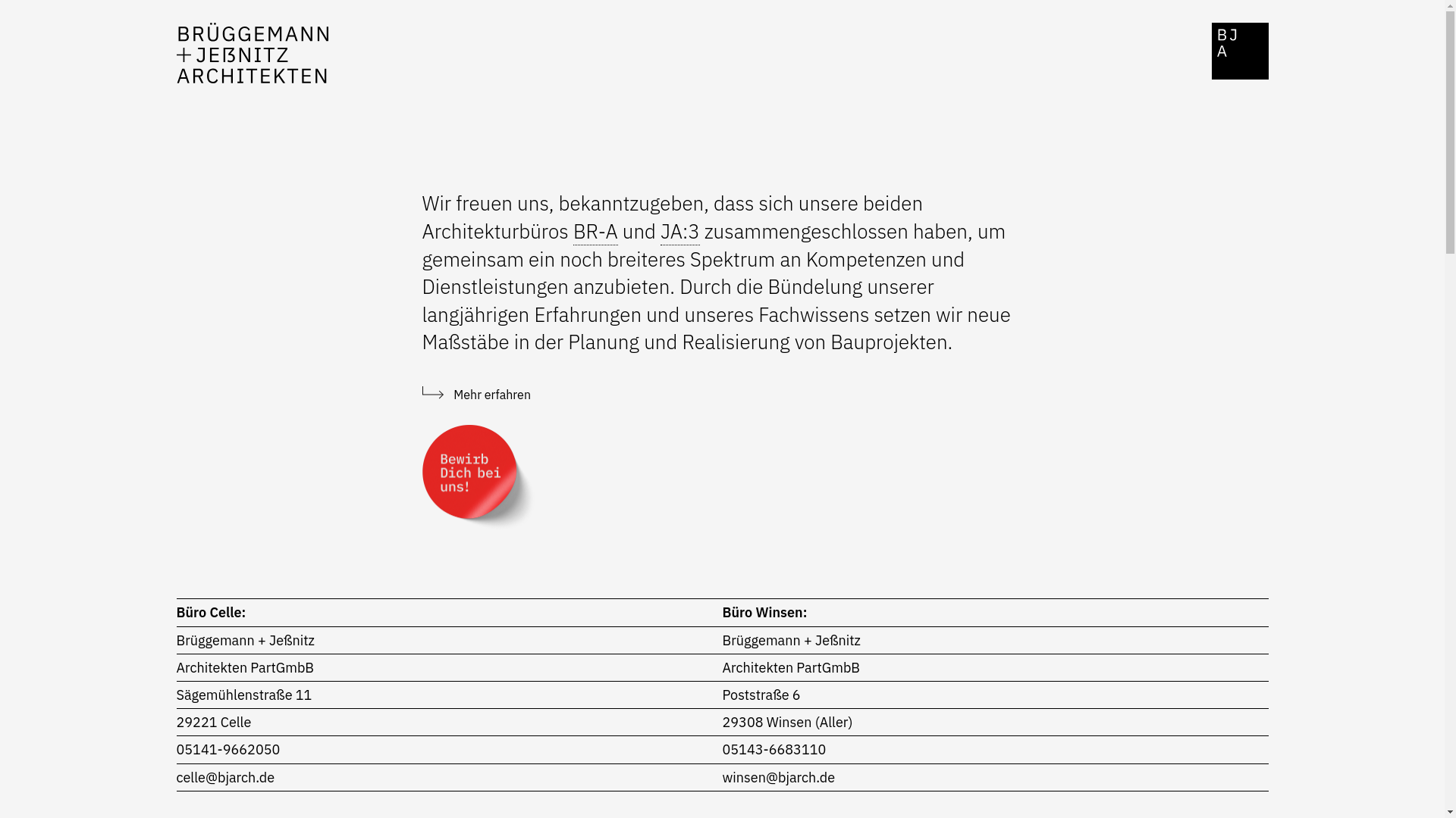 website screenshot of https://bjarchitekten.de/