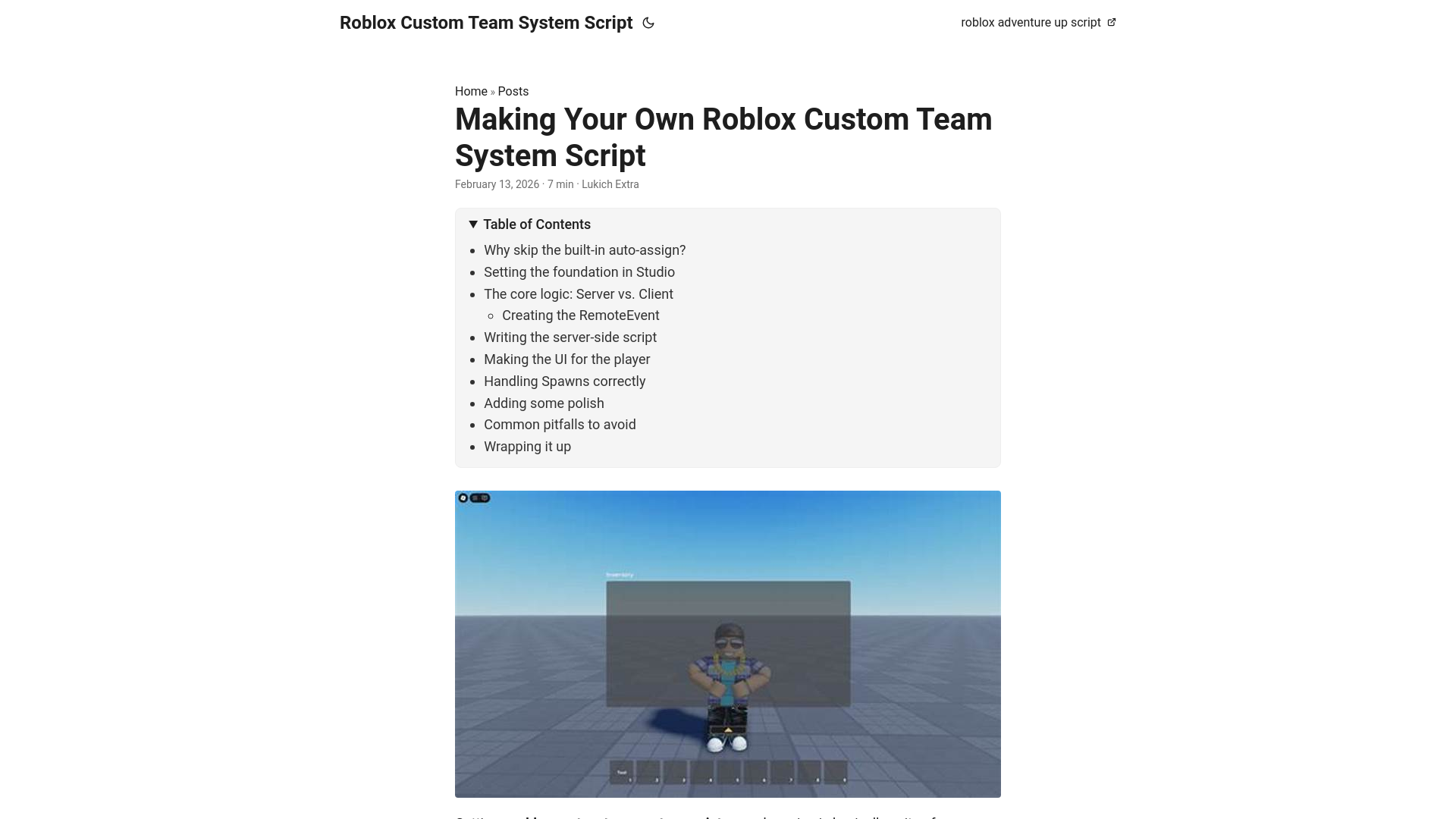 website screenshot of https://roblox-custom-team-system-script.pages.dev/