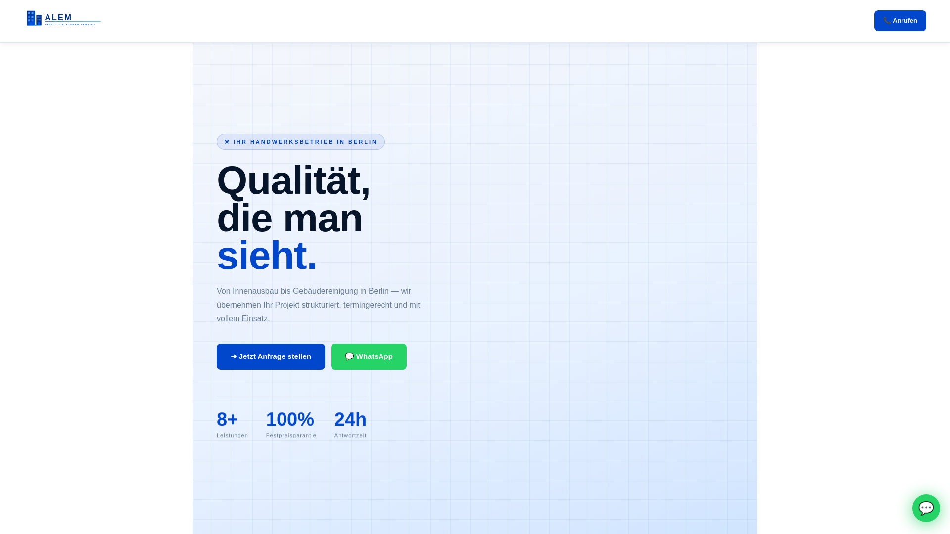 website screenshot of https://alem-facility.de/