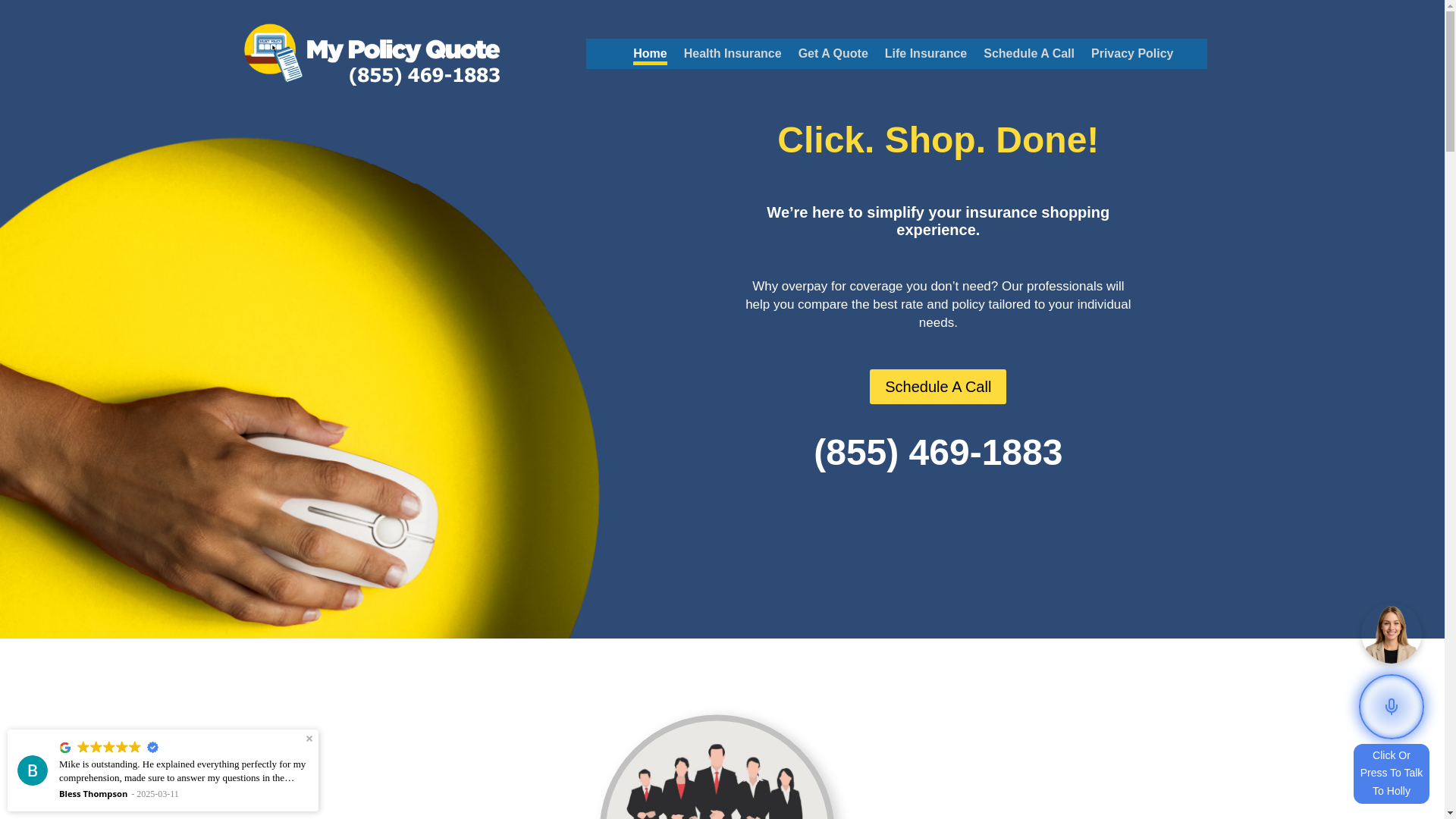 website screenshot of https://policyquoteline.com/