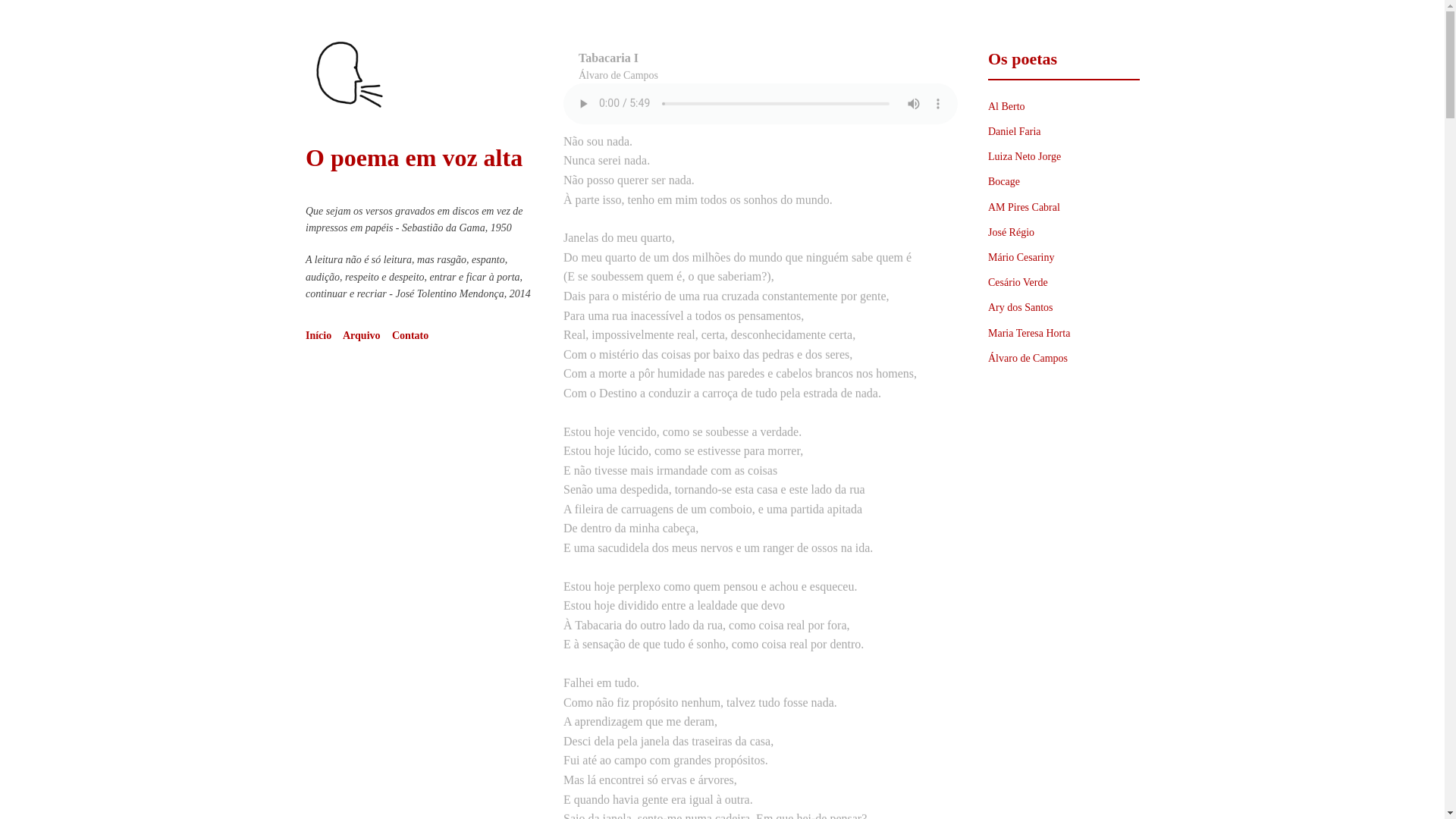 website screenshot of https://poemaemvozalta.blog/