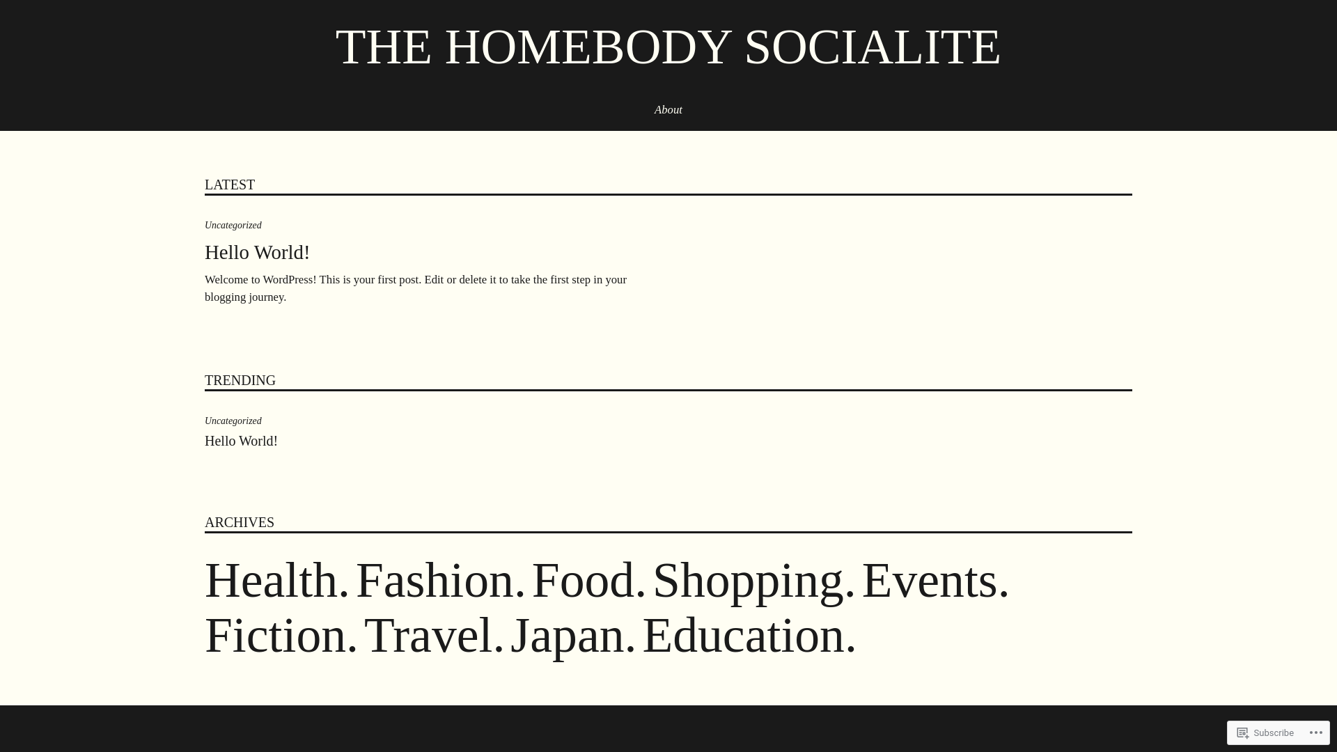 website screenshot of https://thehomebodysocialite.club/