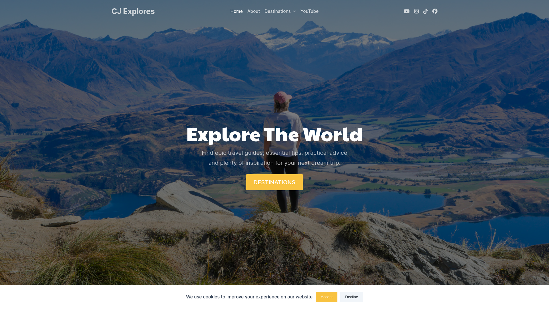 website screenshot of https://cjexplores.blog/