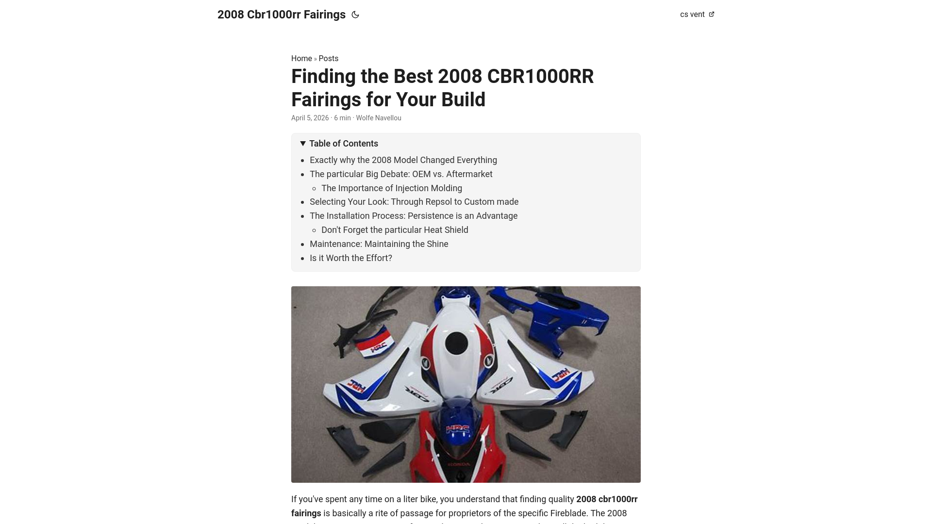 website screenshot of https://2008-cbr1000rr-fairings.pages.dev/