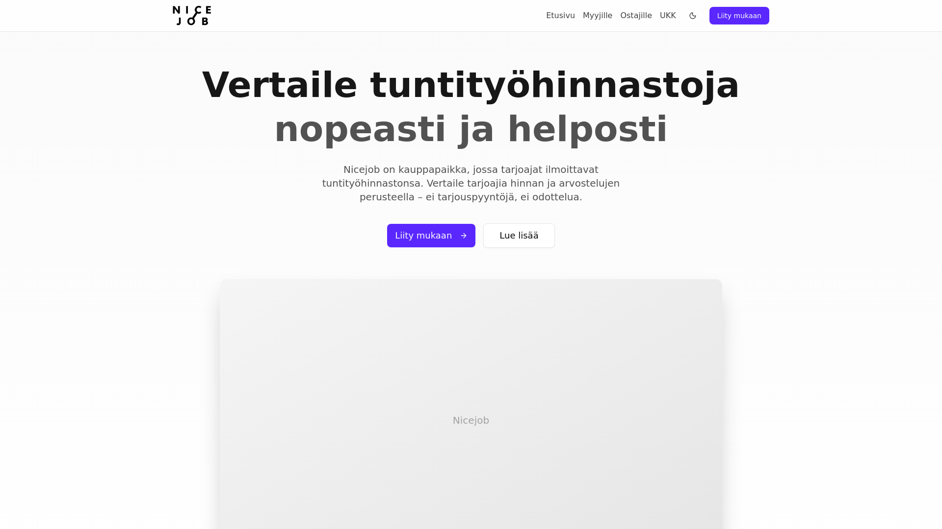 website screenshot of https://nicejob.fi/