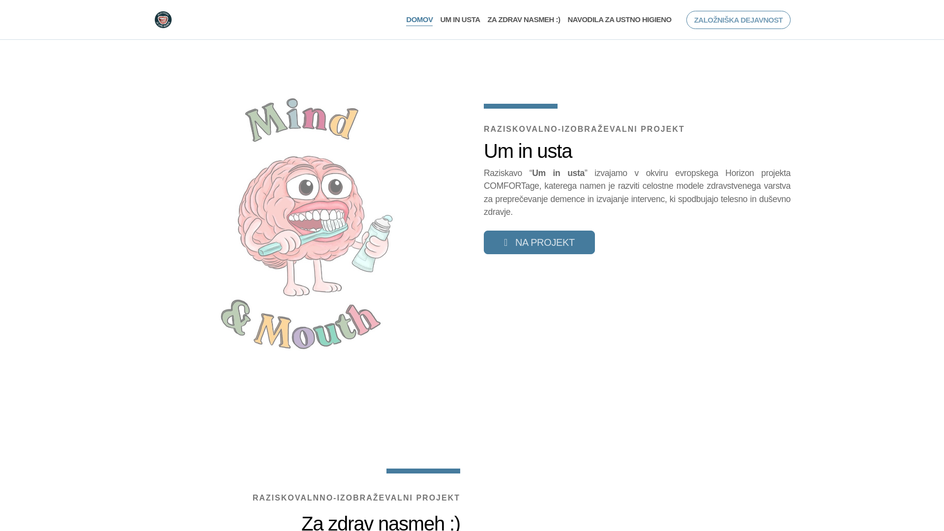 website screenshot of https://uminusta.si