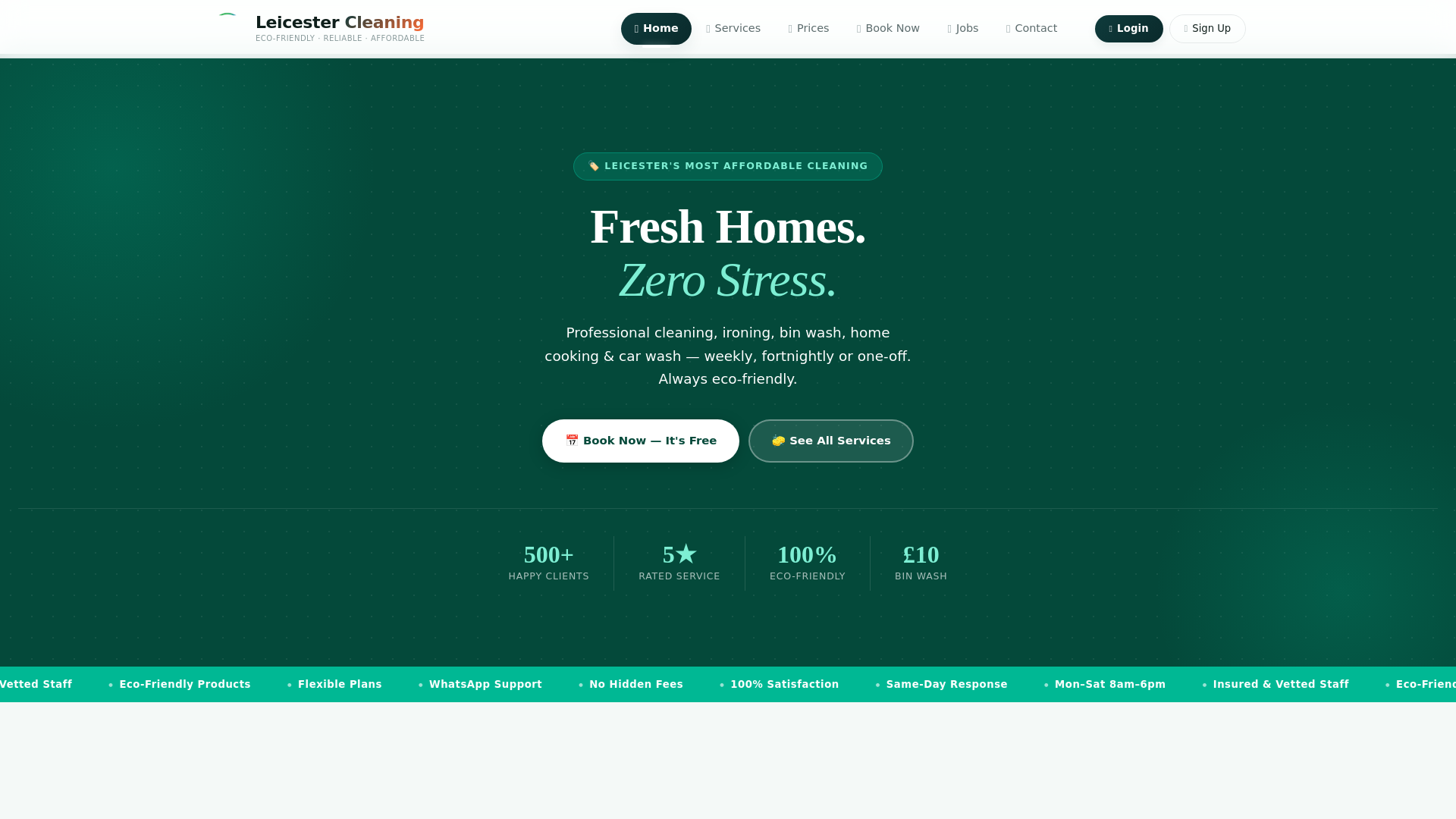 website screenshot of https://liecestercleaning.in