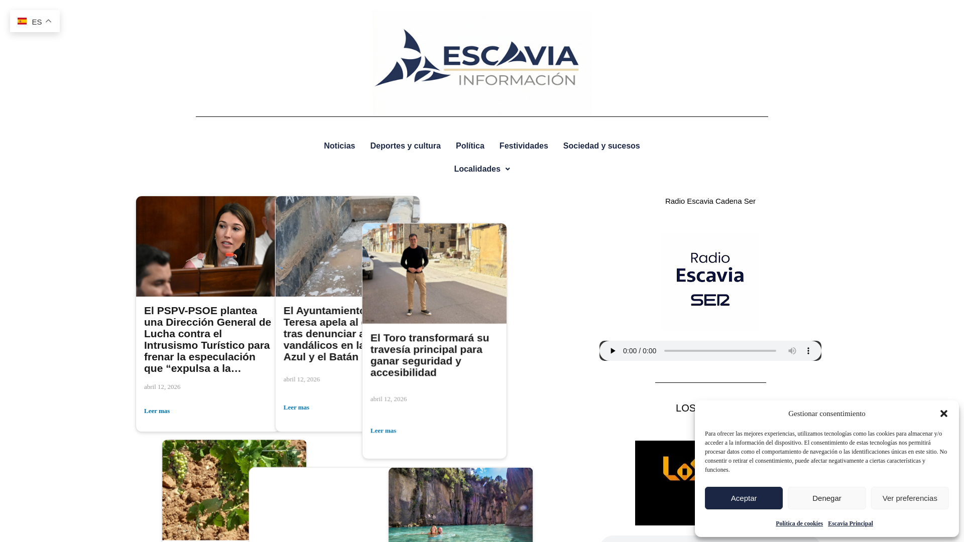 website screenshot of https://escaviainformacion.com/