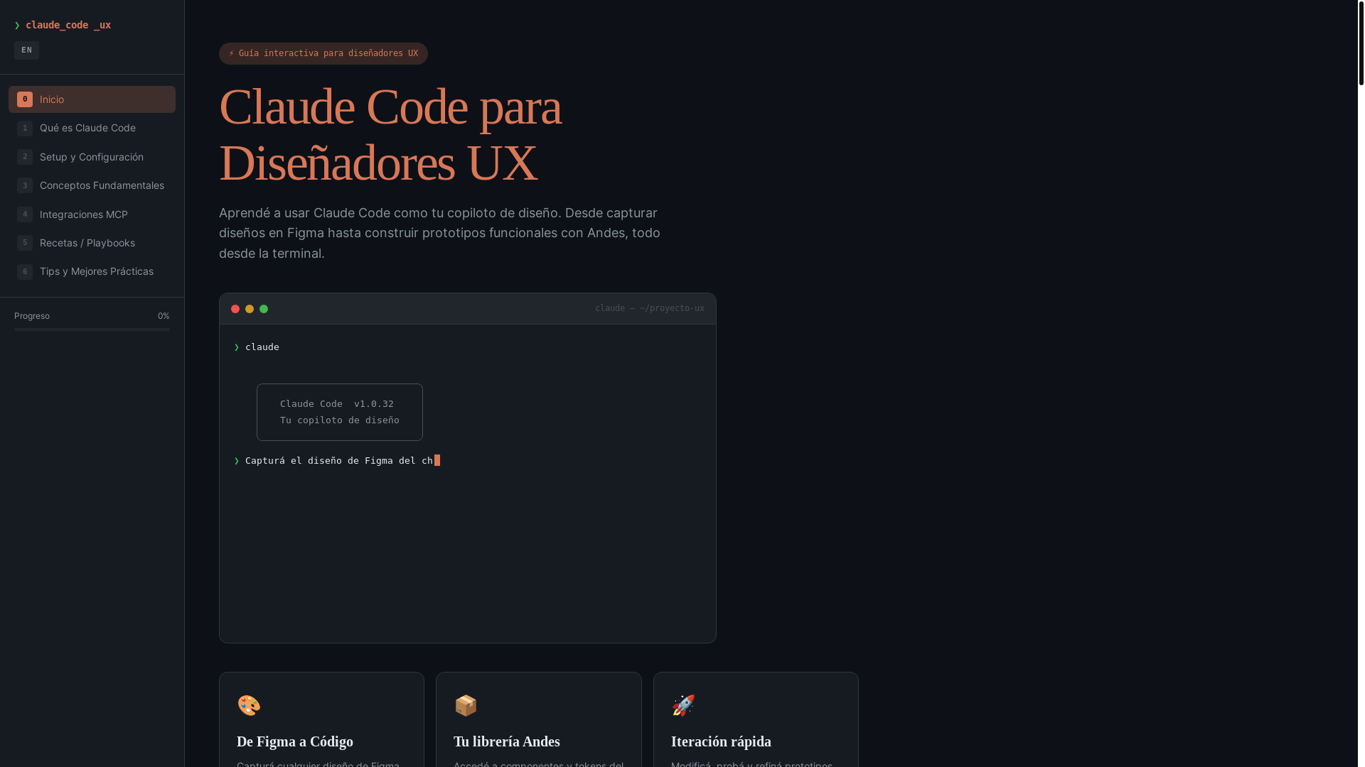 website screenshot of https://claude-code-for-ux-designers.pages.dev/