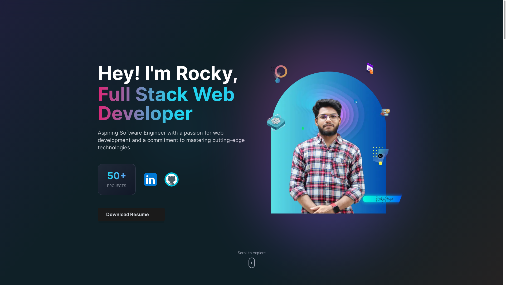 website screenshot of https://rockyhaque.com/