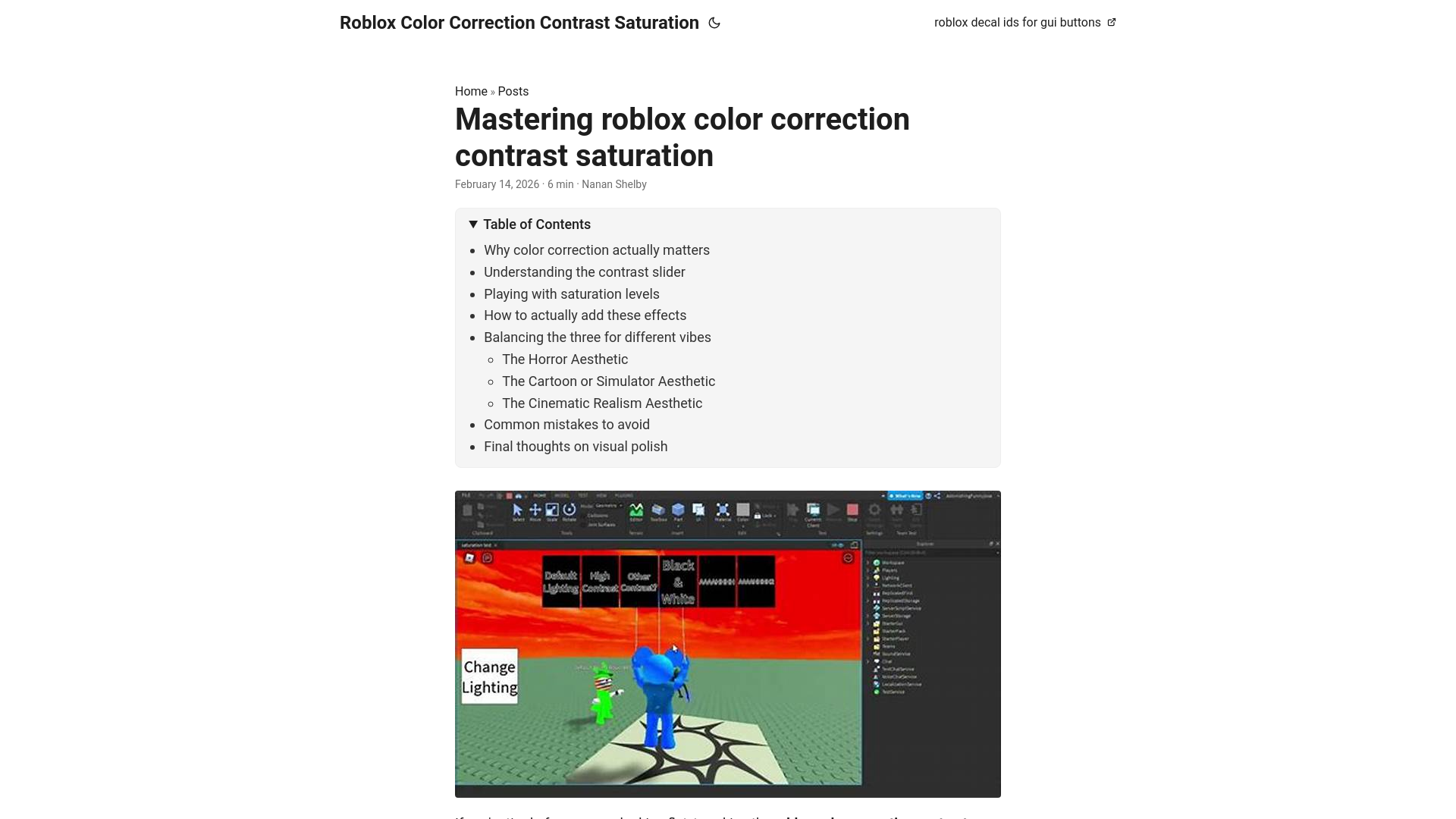 website screenshot of https://roblox-color-correction-contrast-saturation.pages.dev/