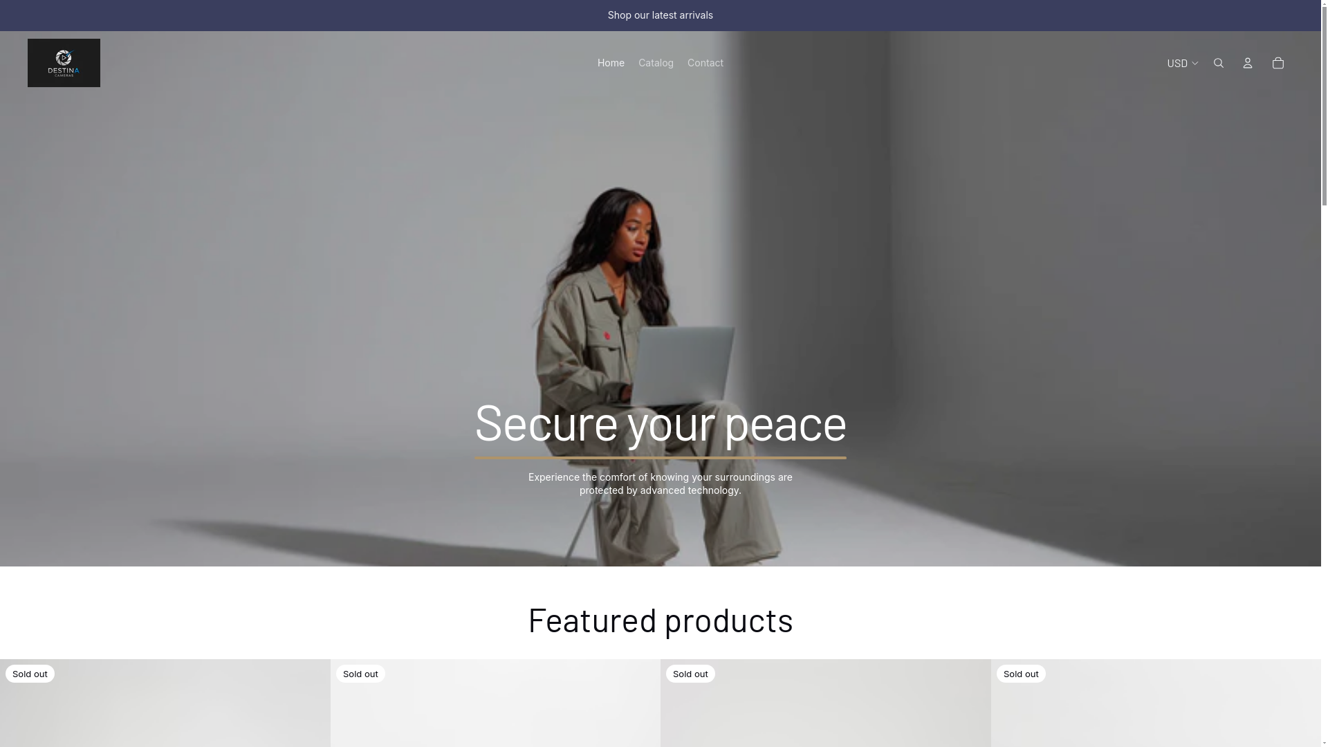 website screenshot of https://destinacameras.shop/