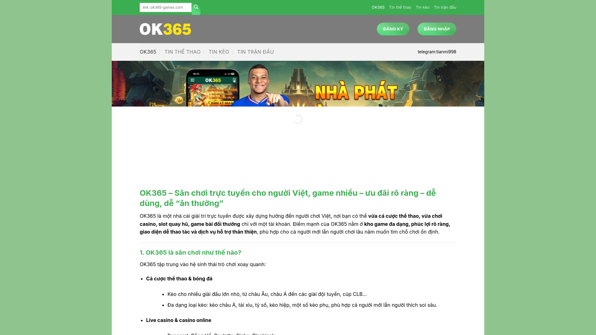 website screenshot of https://ok365-games.com/