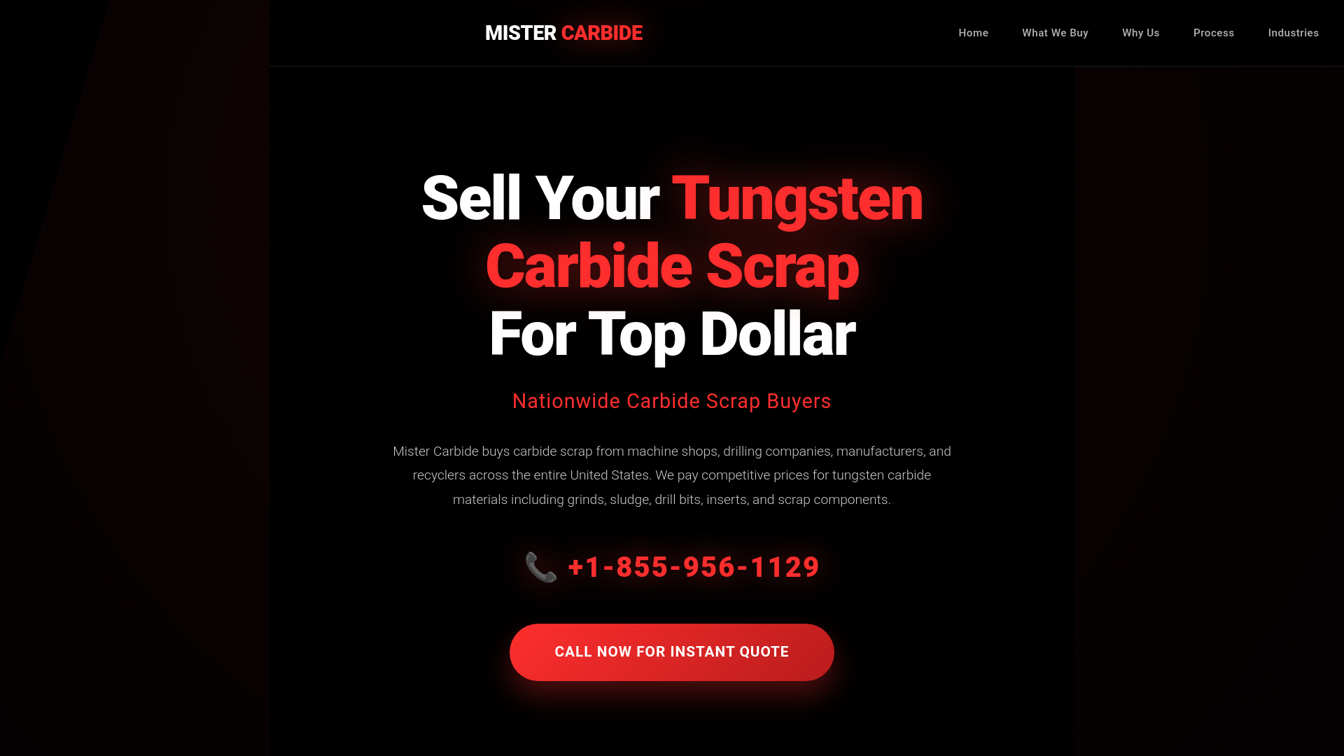 website screenshot of https://mistercarbide.com