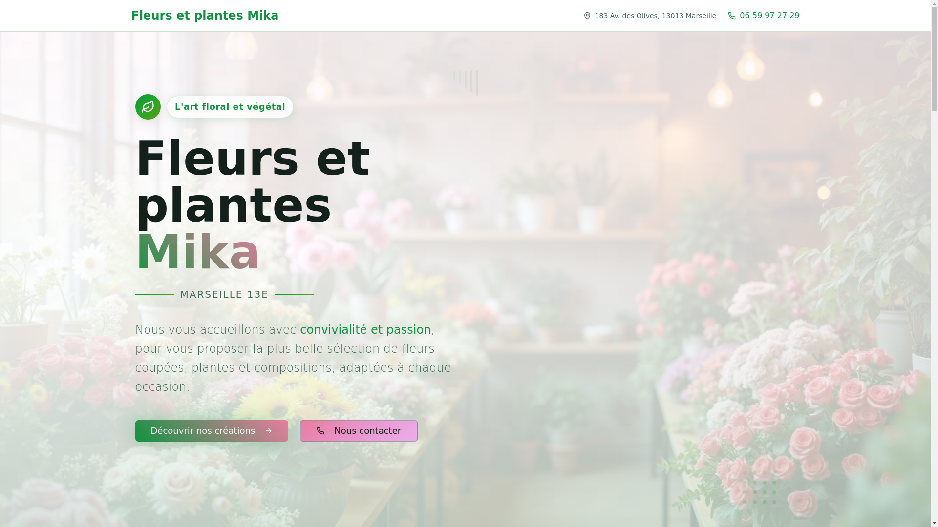 website screenshot of https://fleursetplantesmika.pro/