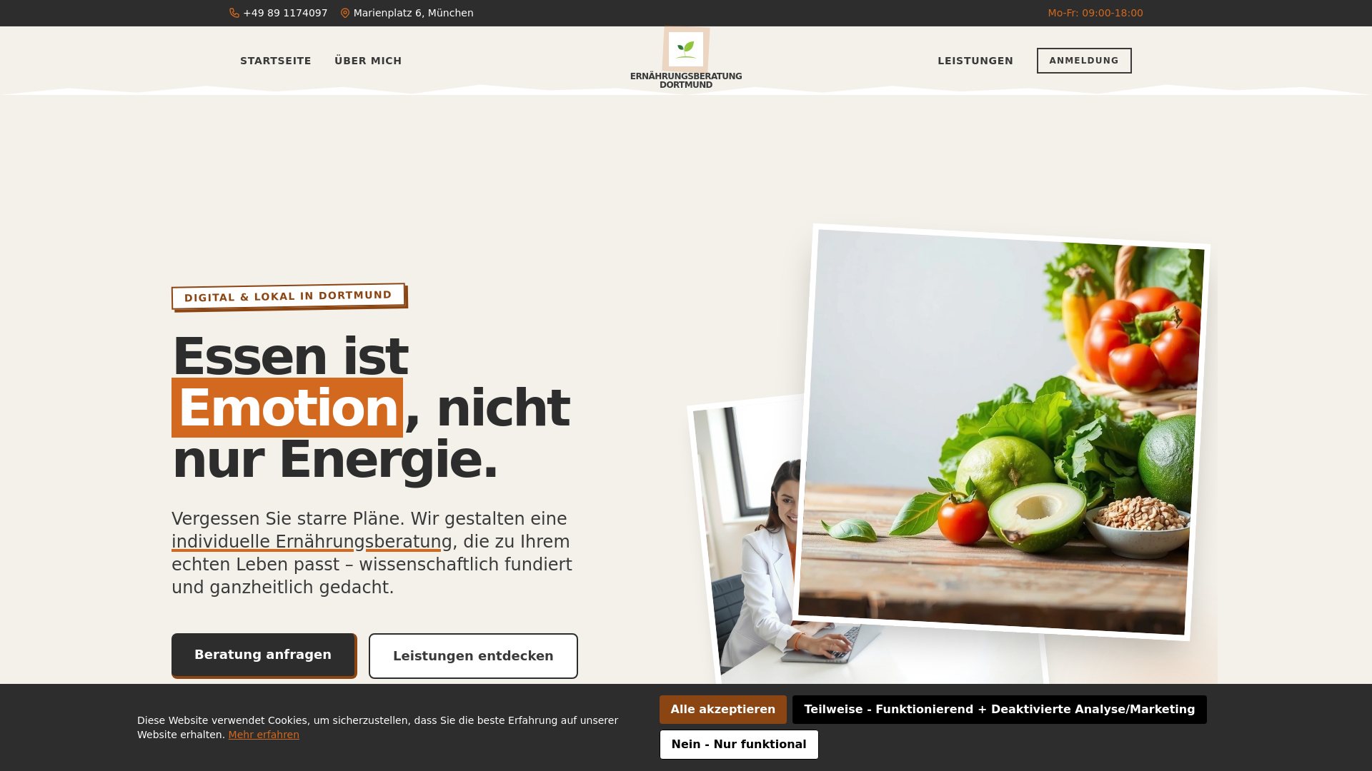 website screenshot of https://ernaehrungsberatungdqh.info/