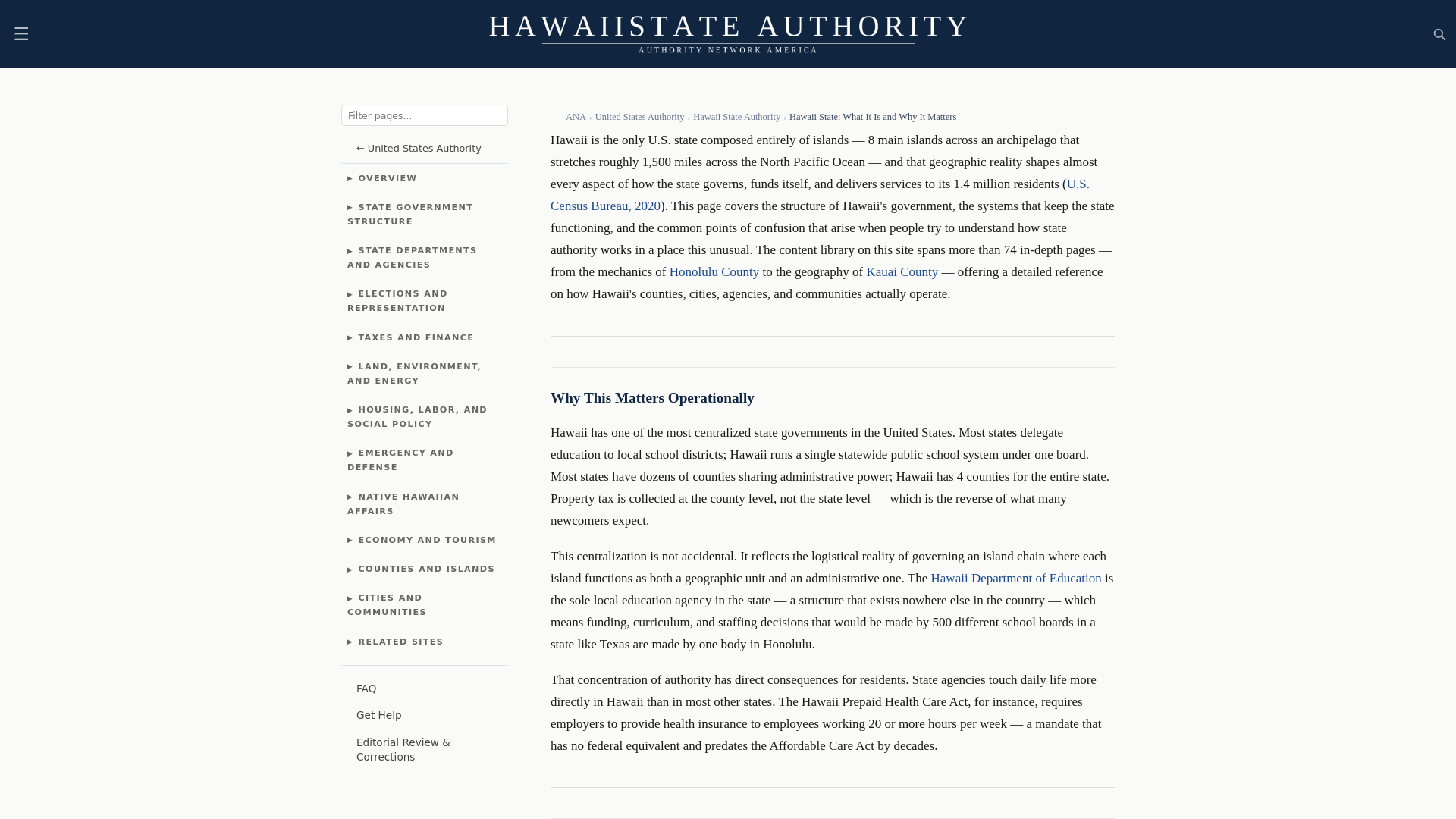 website screenshot of https://hawaiistateauthority.com/