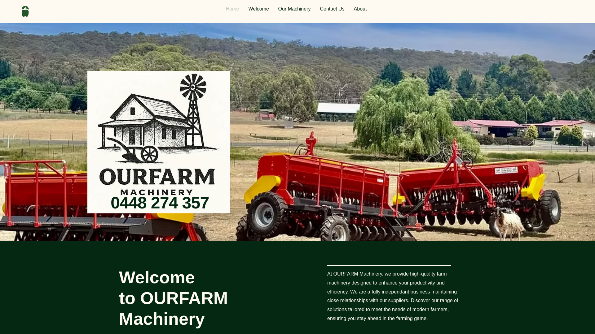 website screenshot of https://ourfarmmachinery.com.au/