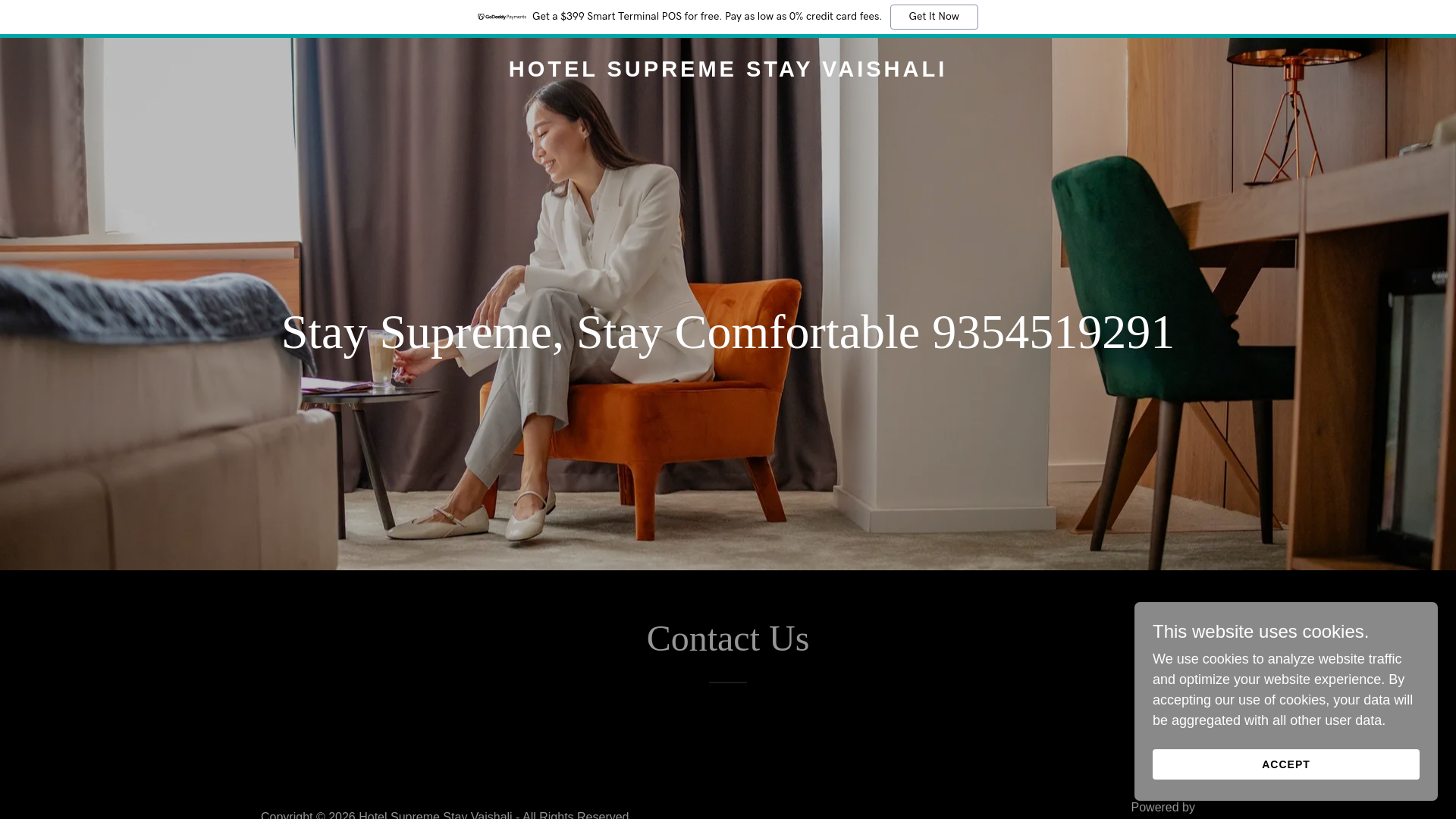 website screenshot of https://hotelsupremestayvaishali.in