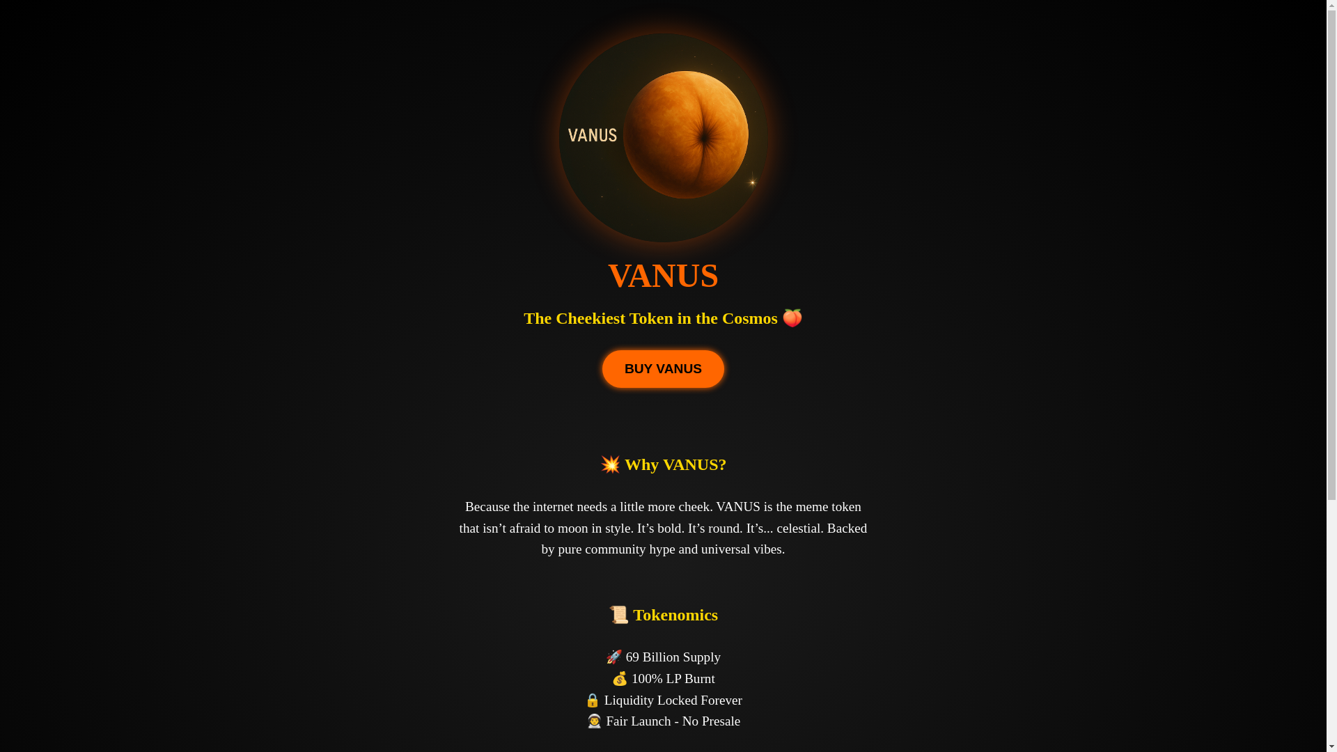 website screenshot of https://vanustoken.org/