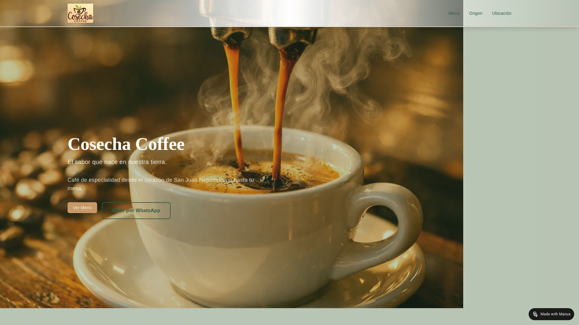 website screenshot of https://cosechacafesj.com/