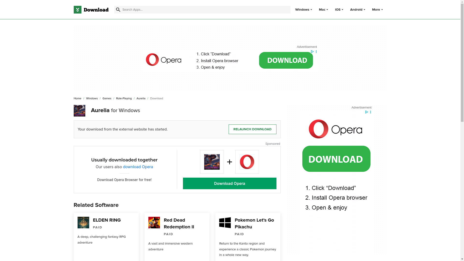 website screenshot of https://download.cnet.com/aurelia/3001-windows-aurelia.html?dt=landingDownload