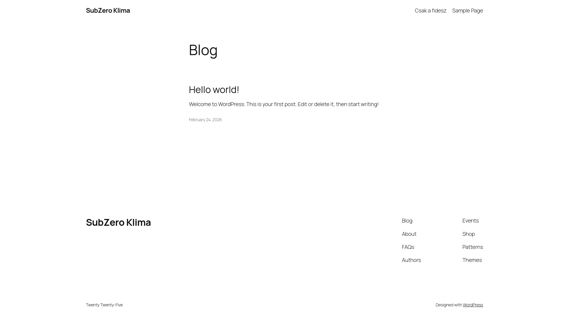 website screenshot of https://subzero-klima.hu/