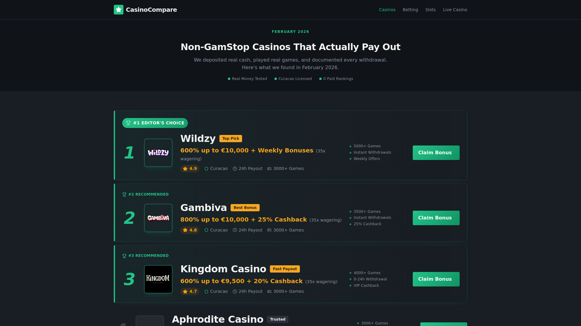 website screenshot of https://bestlivecasino.site