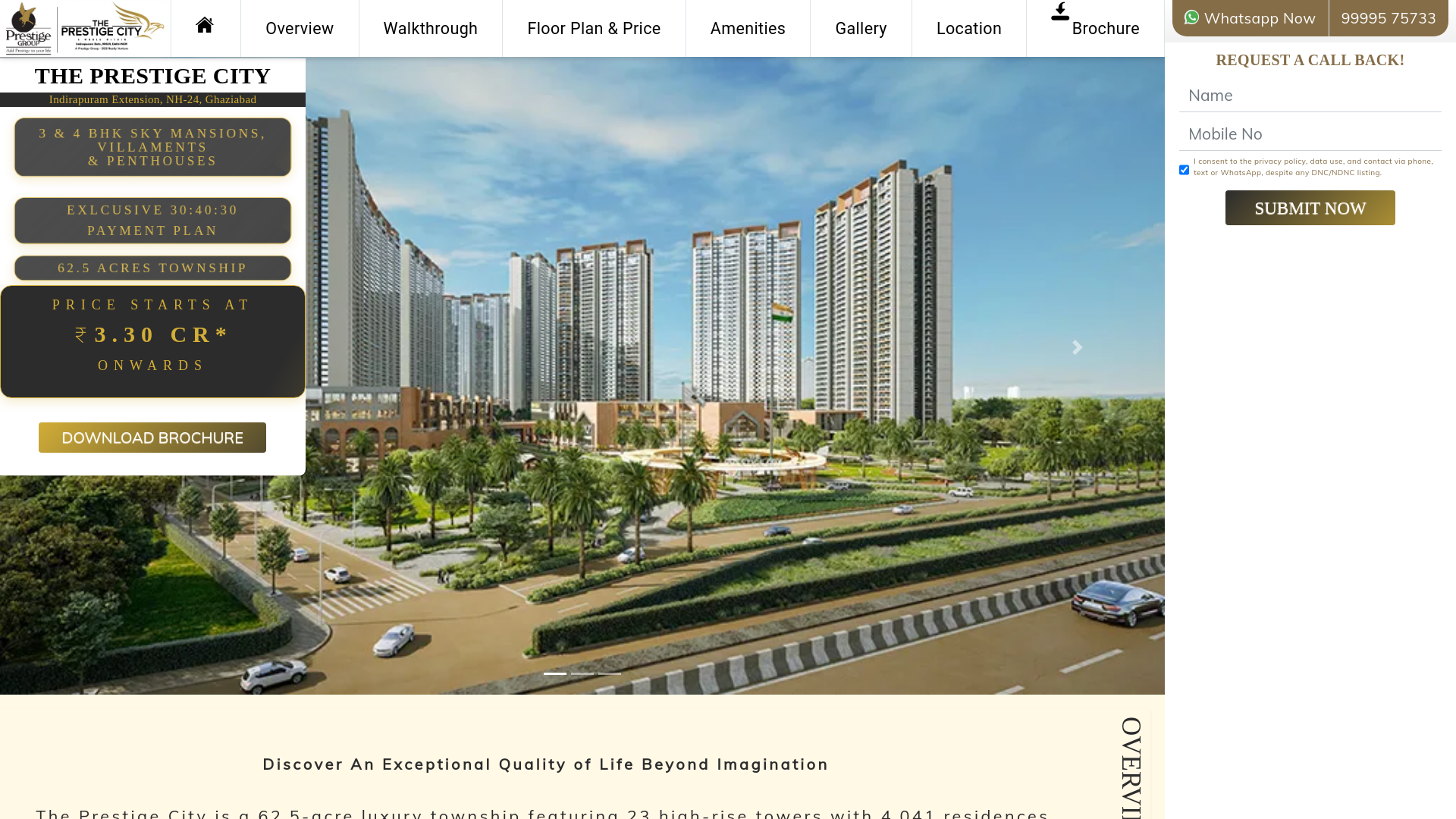 website screenshot of https://prestigeconstructionslimited.in/