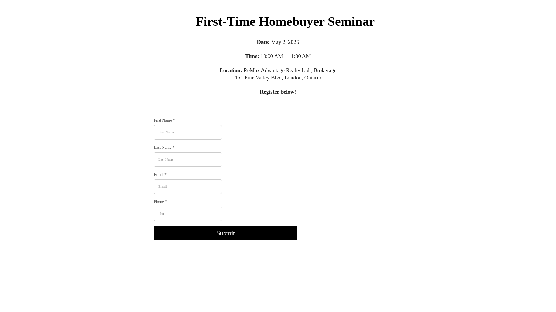 website screenshot of https://londonfirsttimehomebuyersevent.com