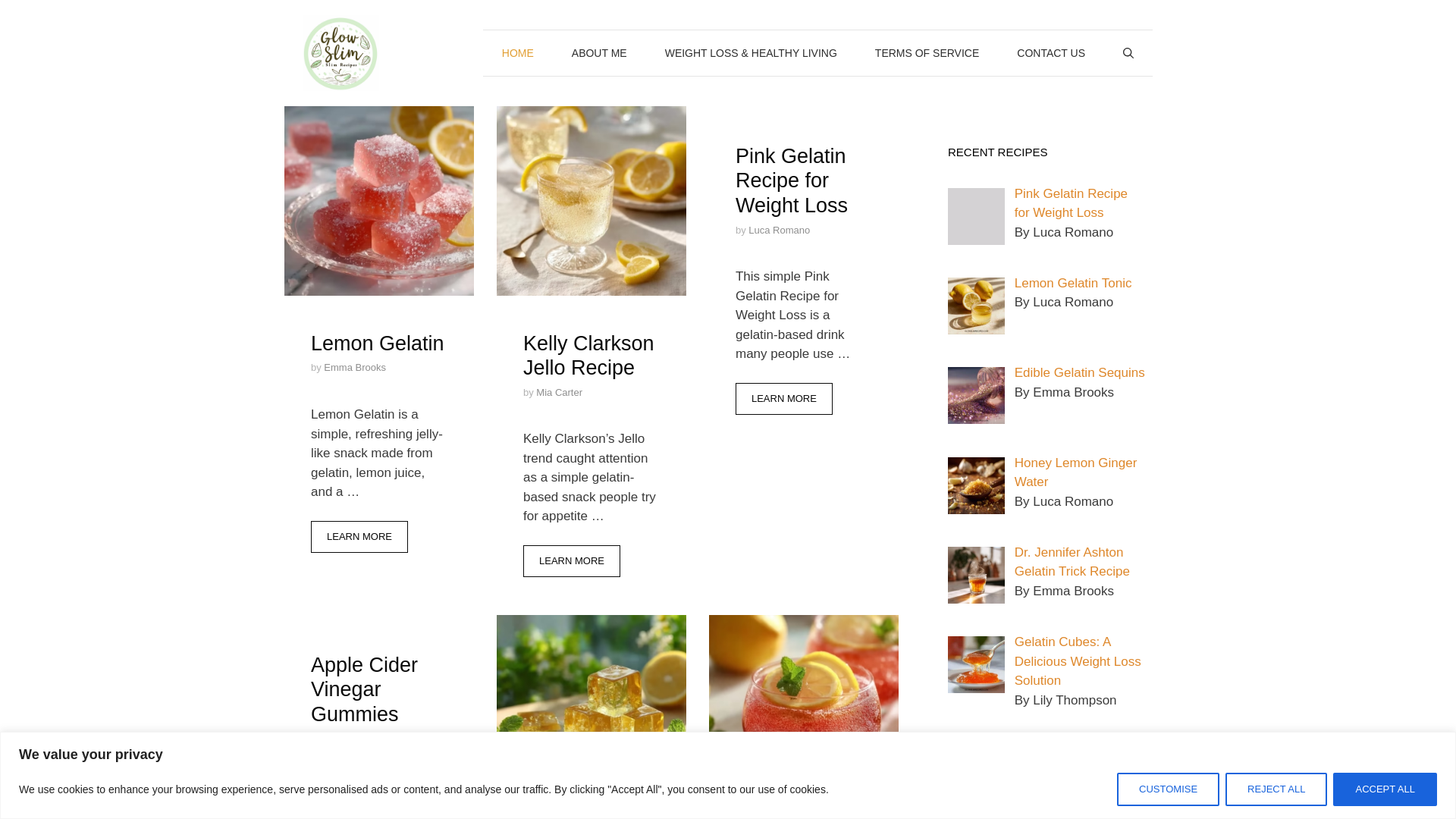 website screenshot of https://glowslimrecipes.com