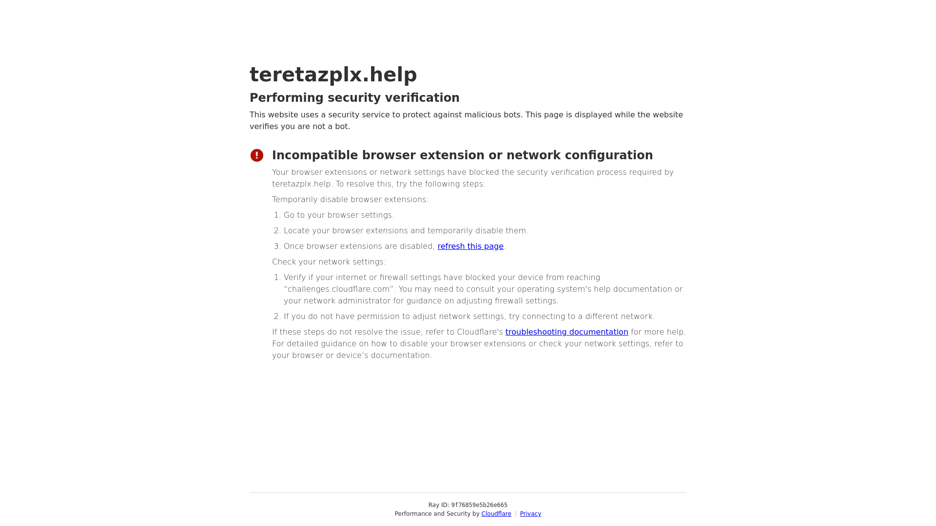 website screenshot of https://teretazplx.help