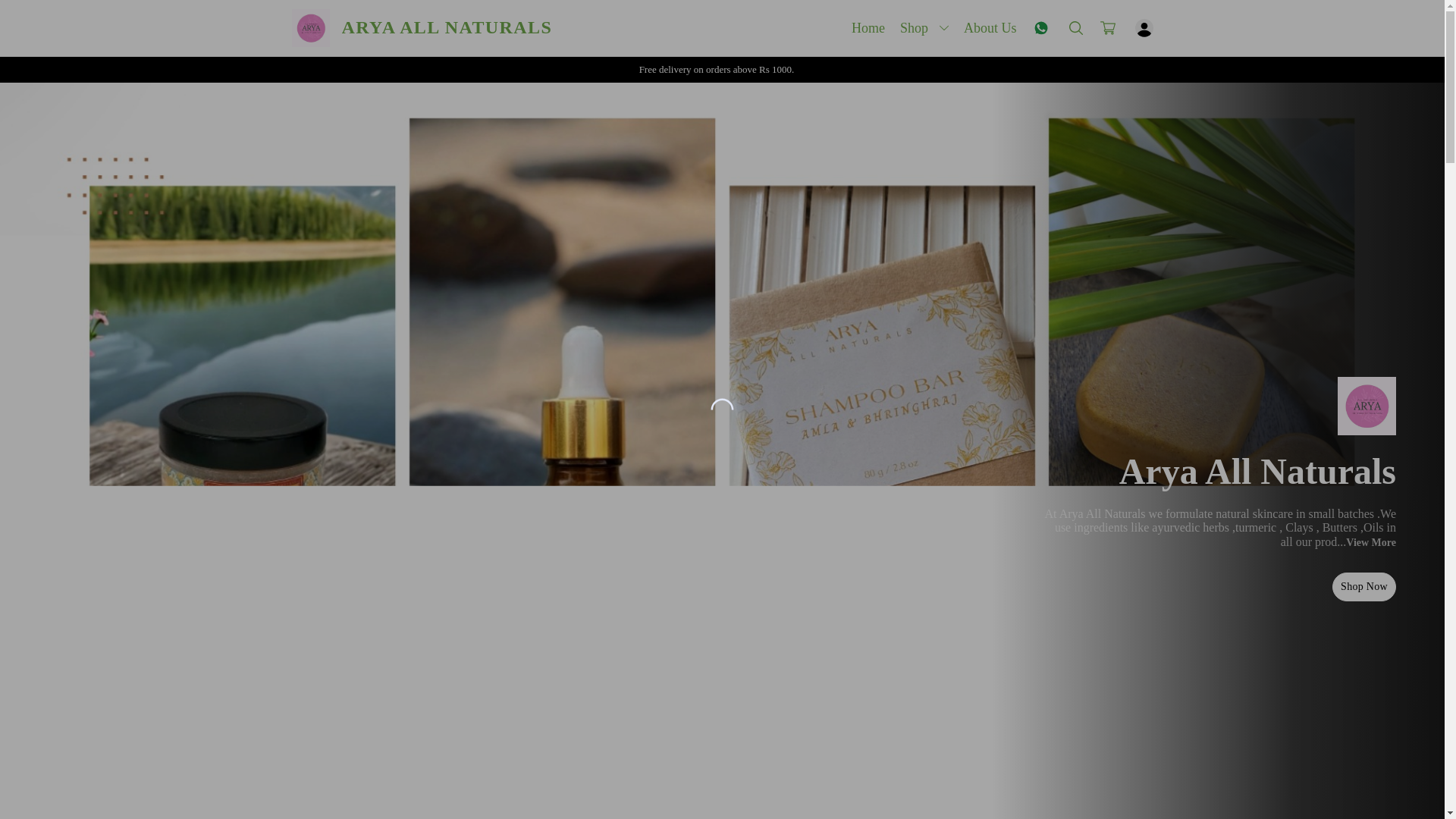 website screenshot of https://aryaallnaturals.in/