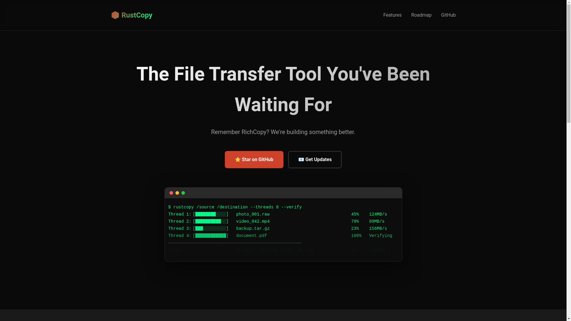 website screenshot of https://rustcopy-website.pages.dev/