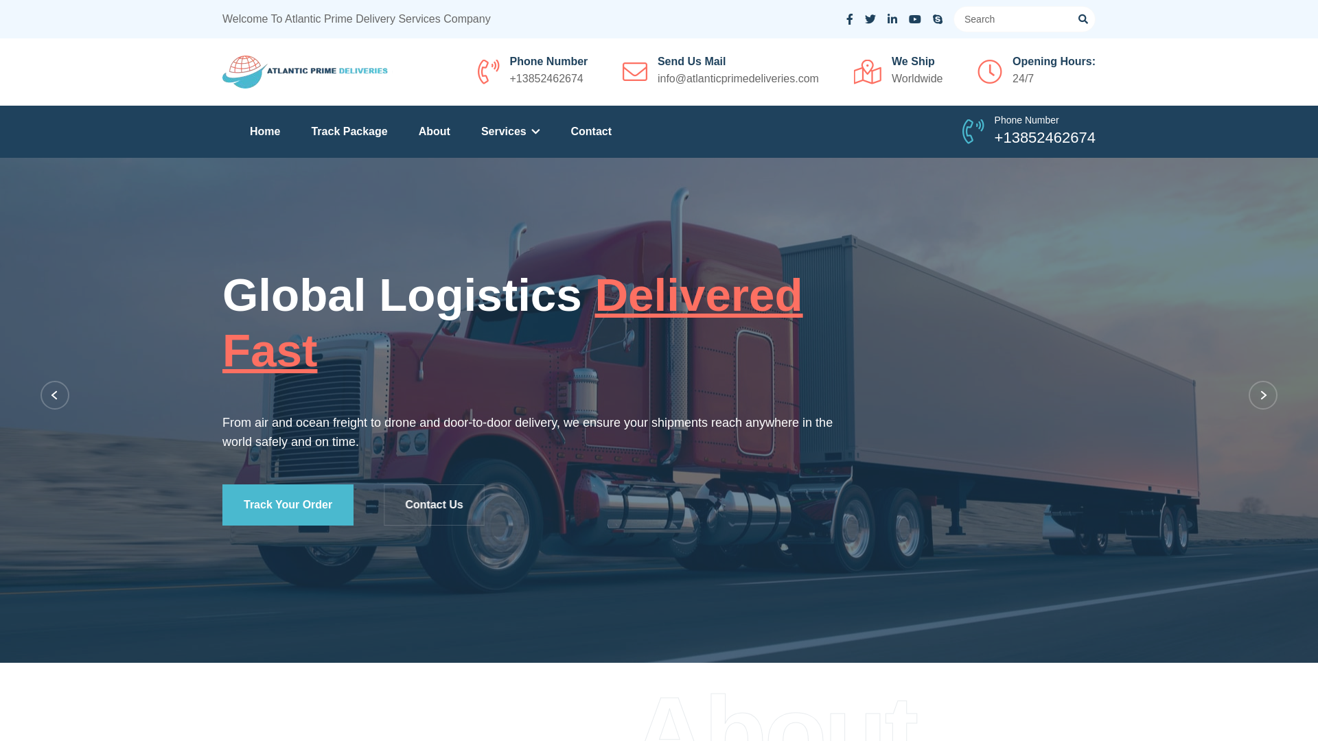 website screenshot of https://atlanticprimedeliveries.com/