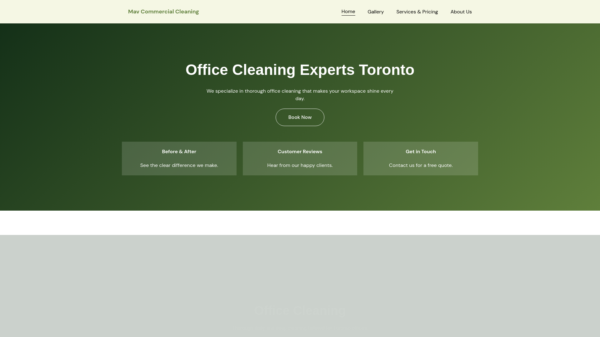website screenshot of https://mavcommercialcleaning.ca/